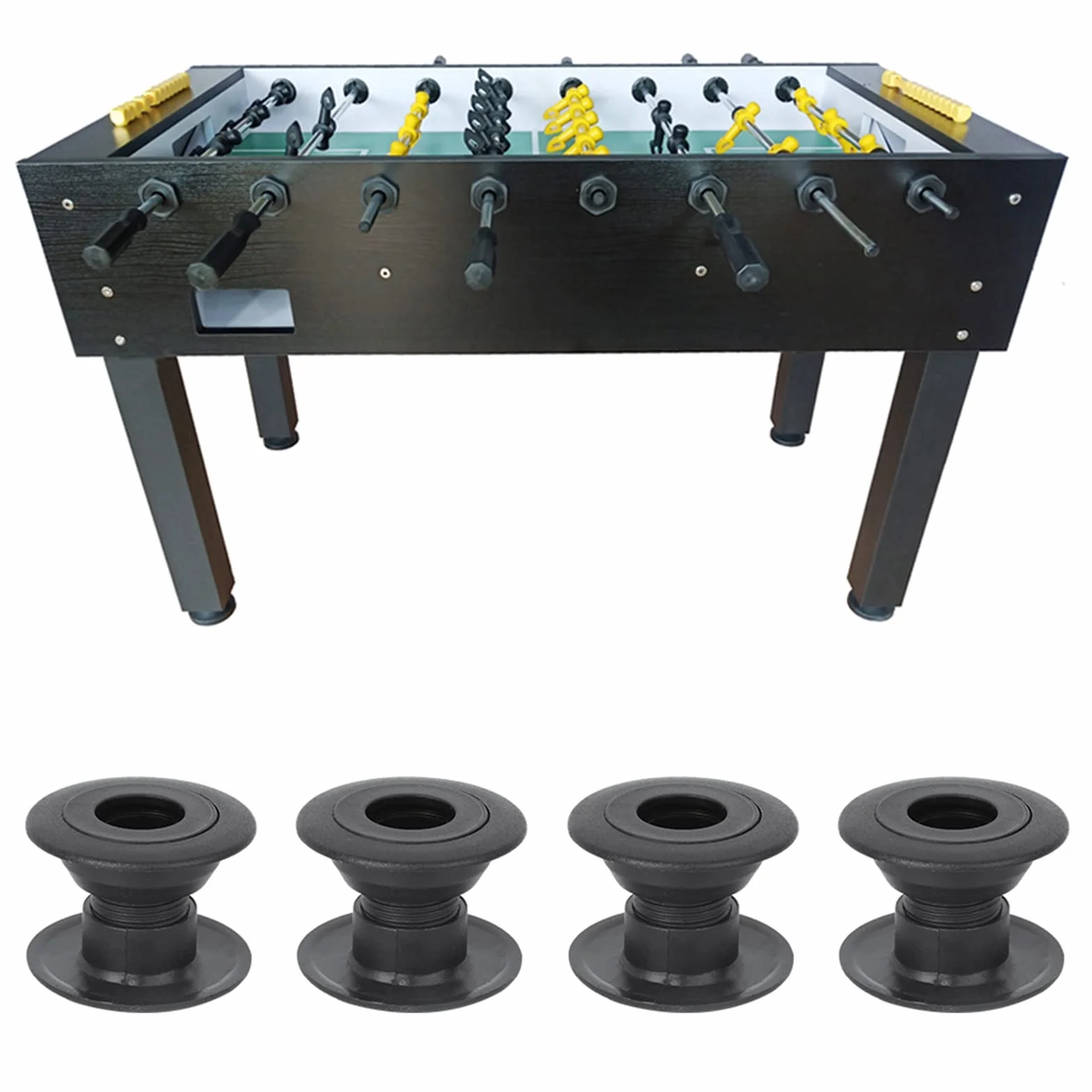 Accessoire de Roulement de Baby-Foot Noir, Structure Filetée à Hauteur Réglable en Plastique