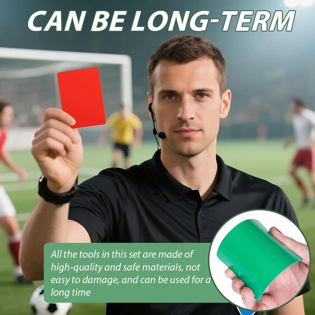 Carton Arbitre Football 3 Set Cartes Pénalité Rouge Jaune Vert Portable Matchs