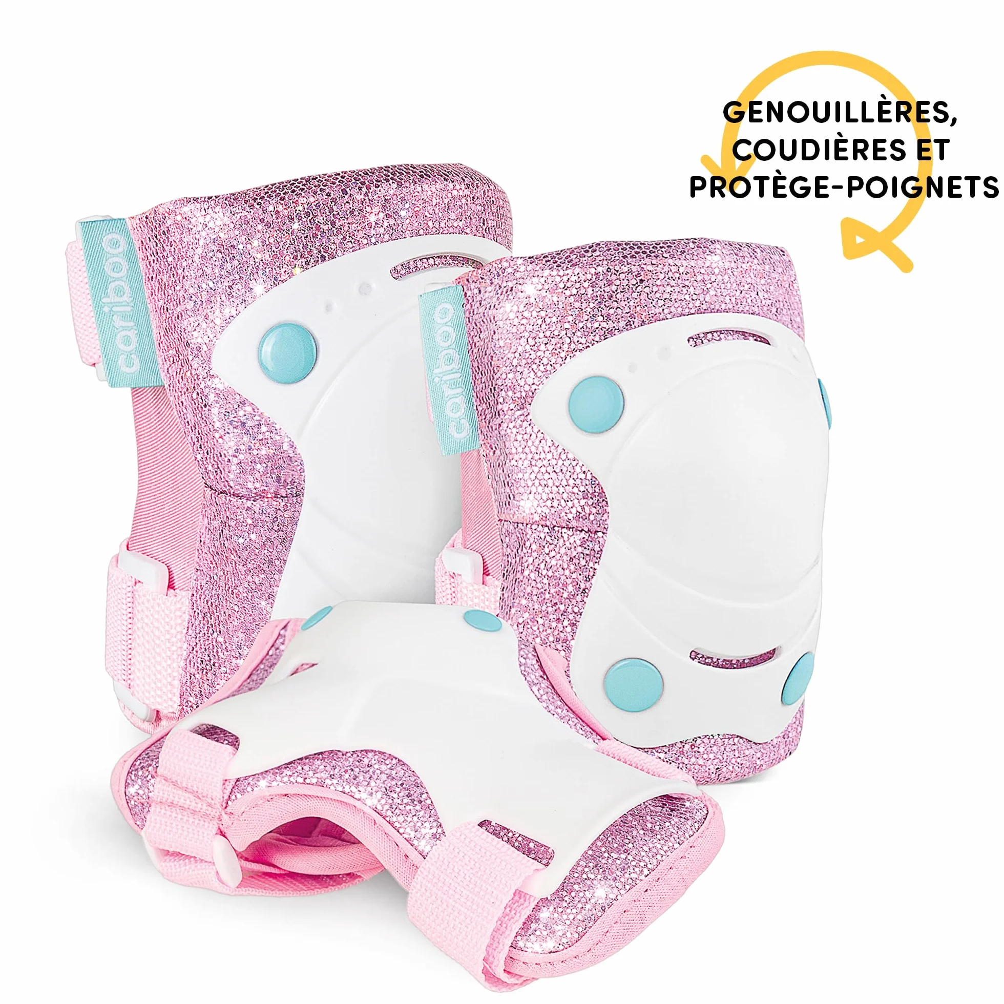 Cariboo Patins à roulettes pour Enfants Ajustables Débutants Set avec Protège-Genoux Coudières Protège-Poignets Ballerina