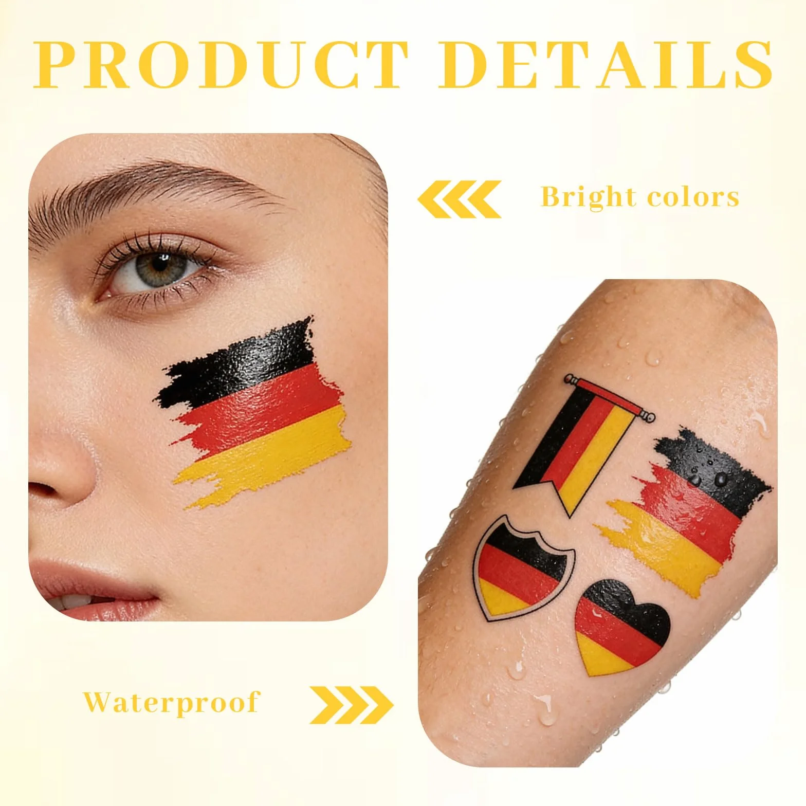 Autocollants et Tatouages Allemagne 2026, 30 pièces Autocollants Casque Football