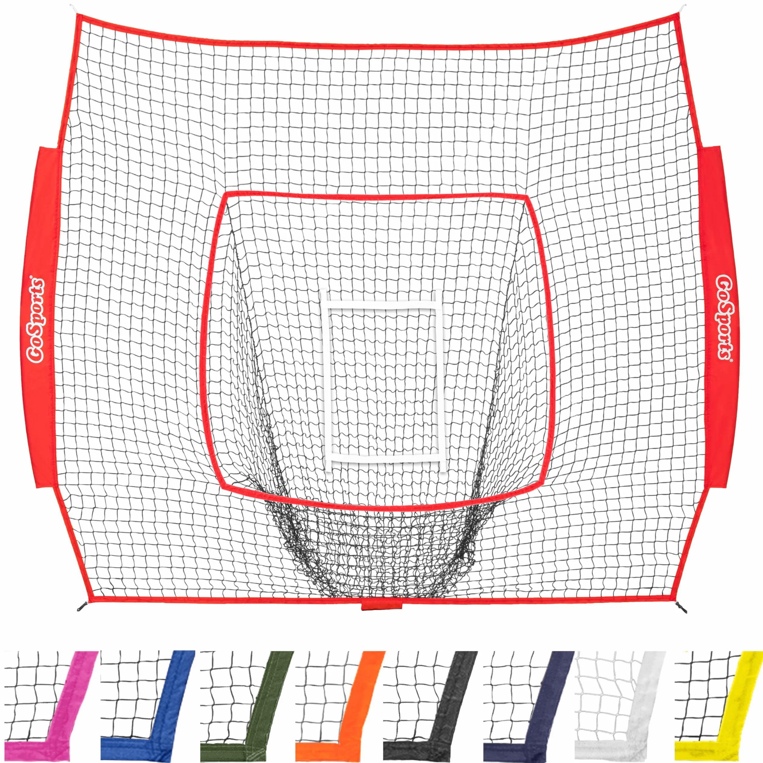 GoSports Filet d'entraînement Baseball Softball 2,1 x 2,1 m avec Arc, Sac de Transport et Zone de Frappe