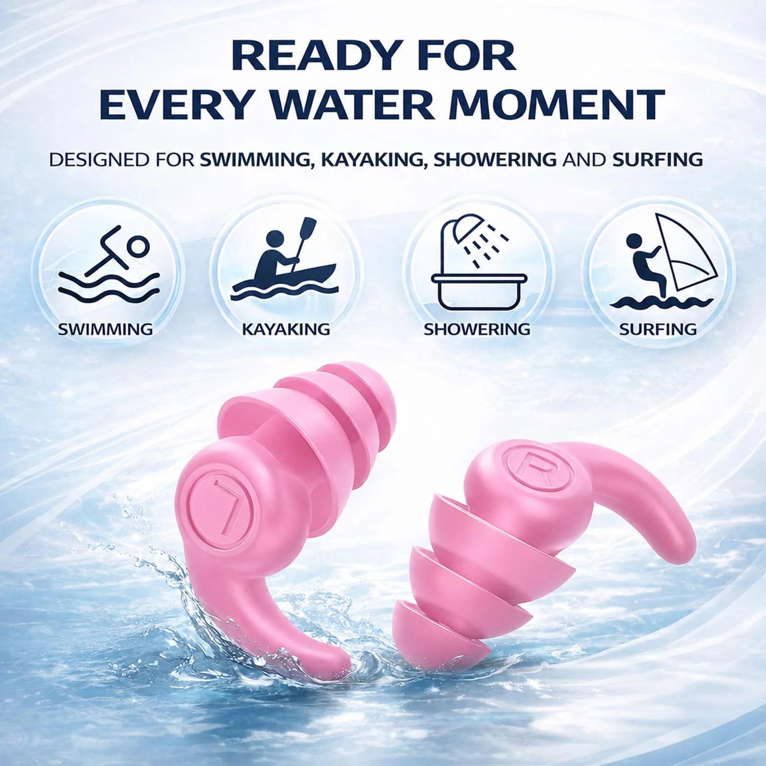 Bouchons d’Oreille Enfant Natation 4 Paires Étanches Silicone Réutilisable Protection Piscine Douche