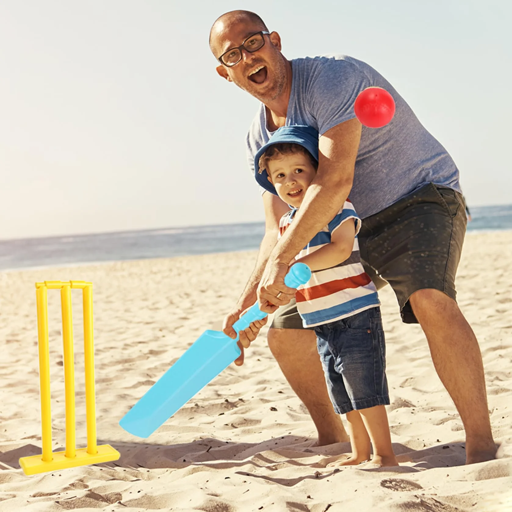 Ensemble de cricket pour enfants PP sans BPA avec batte, souches et 2 balles