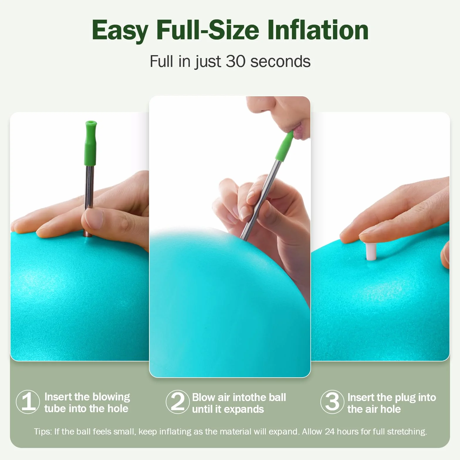 Slim Panda Ballon Pilates Petite 23 cm Anti-Slip Ballon de Gymnastique avec Paille de Gonflage