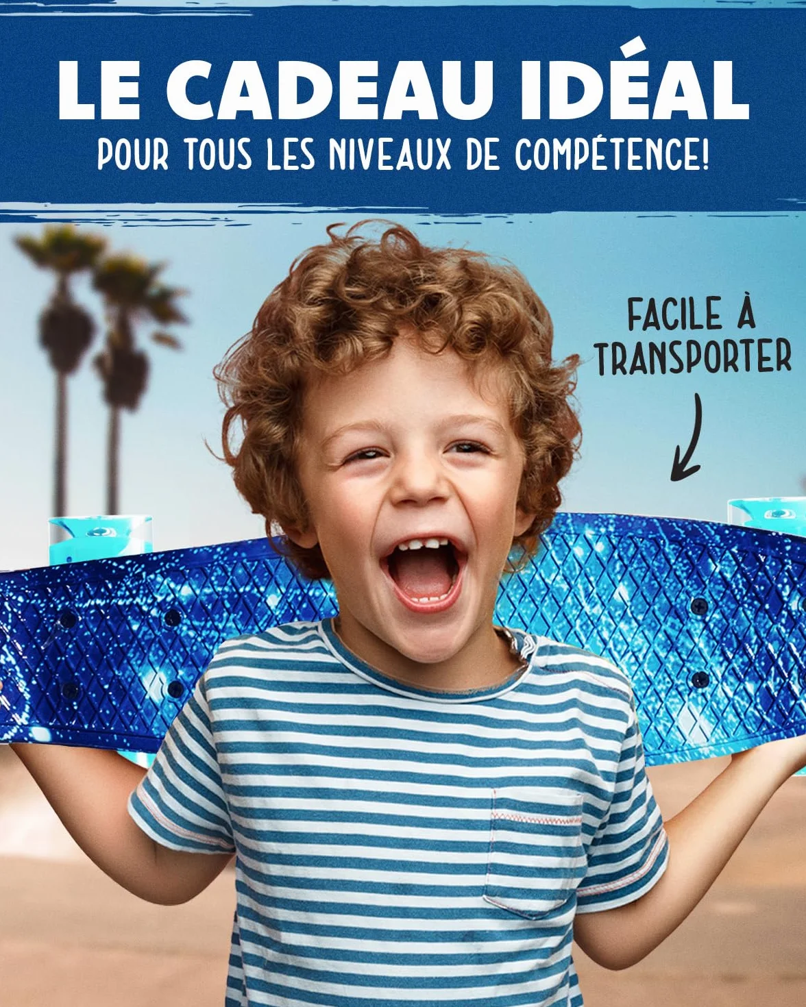 Deleven Skateboard 56cm Roues LED ABEC 7 pour Enfants Débutants