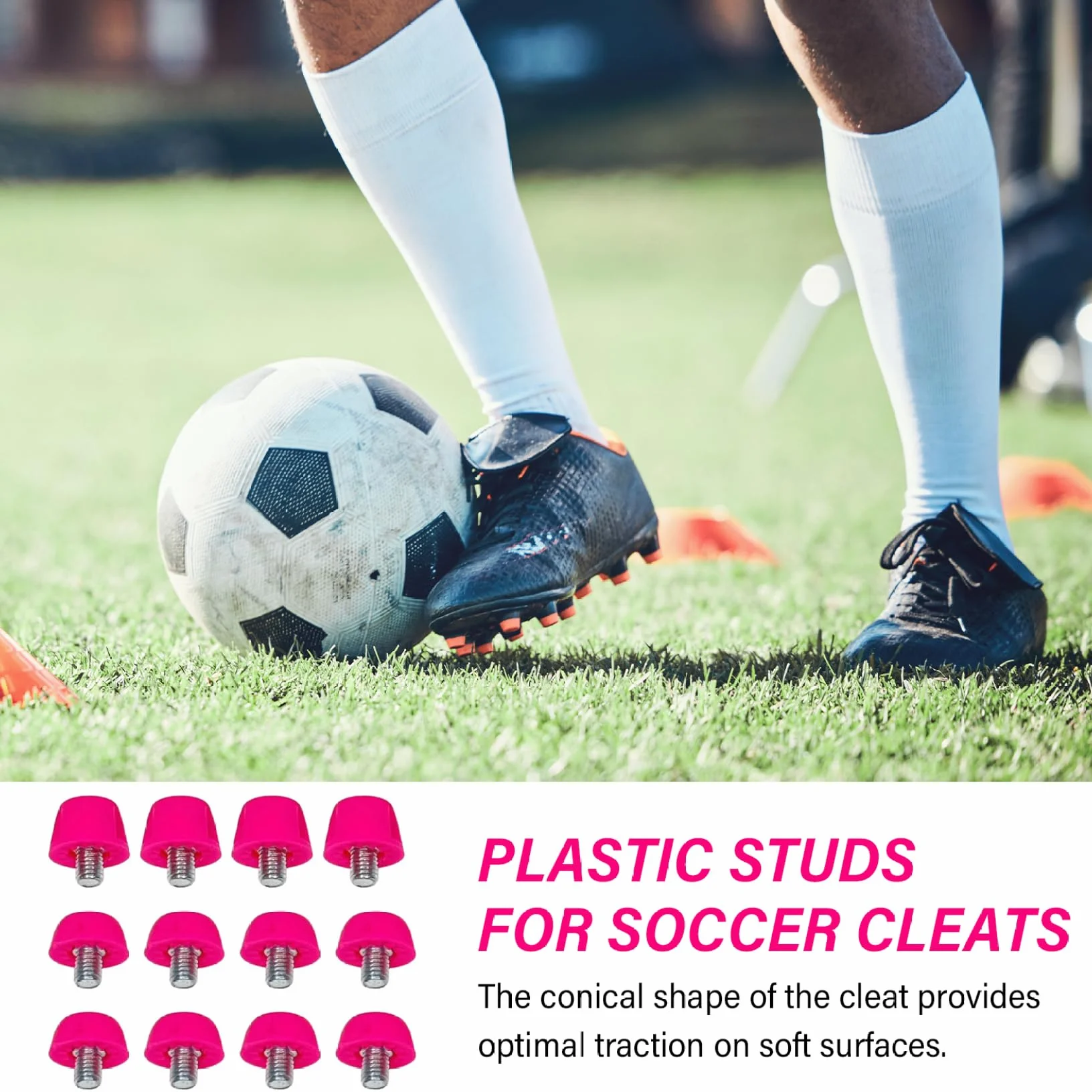 Crampons en Plastique pour Football 12 pièces 7 mm 10 mm à Visser avec Clé M5