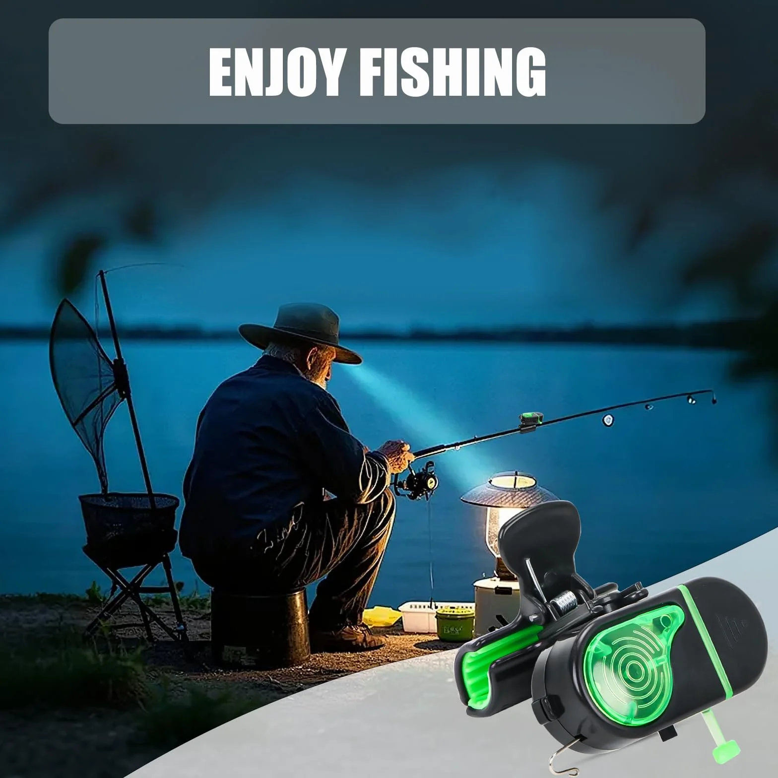 Byffoer Détecteur de touche de pêche à clipser avec lumière LED et son, alarme électronique sensible