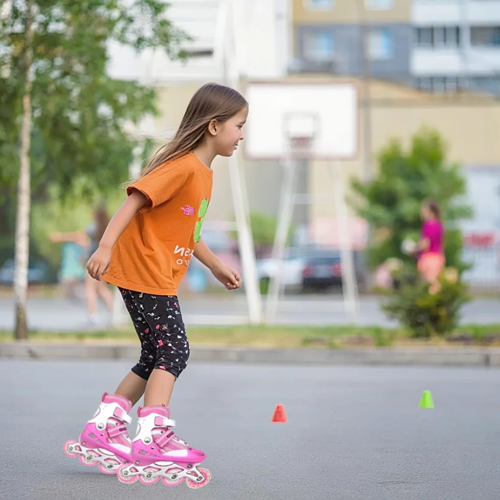 Patins à roulettes réglables Enfant Fille 3-9 Ans Lumières Débutants
