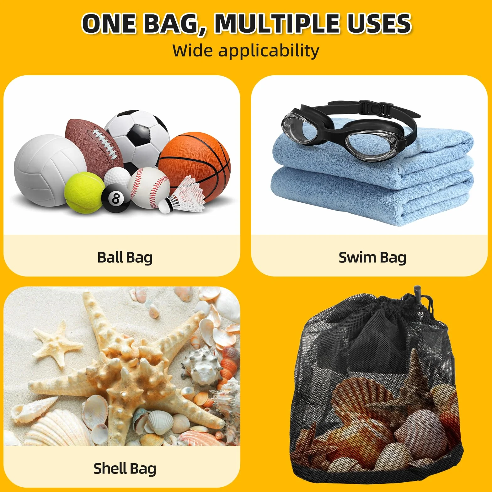 Sacs Basketball 16L - Sac Ballon de Basket - Filet Pliable avec Poche Zippée et Mousqueton - Sac de Transport pour Basketball, Football
