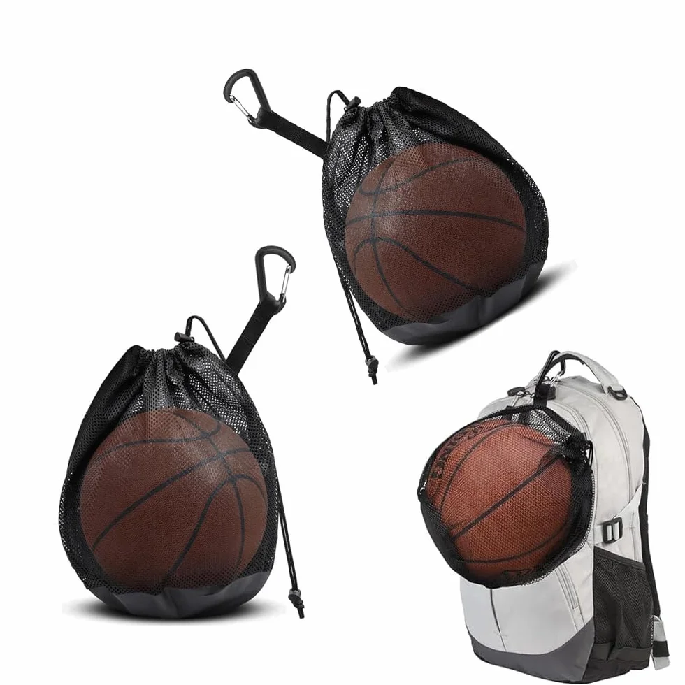 Lot de 2 sacs en filet de basket-ball, sac à dos portable, accessoires de football, volley-ball, tennis