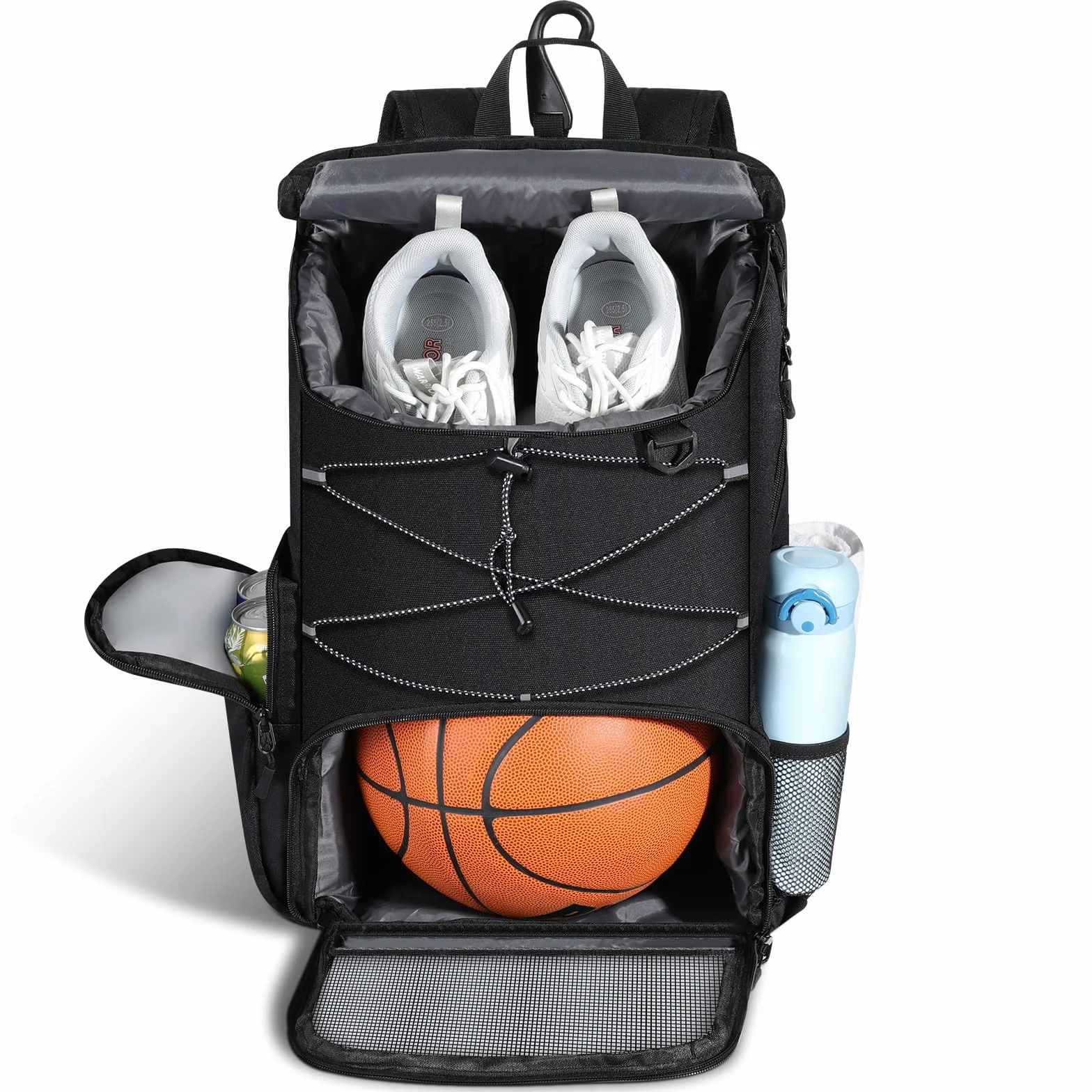 MoKo Sac de basket-ball avec sac à chaussures respirant, plusieurs poches et crochet de clôture caché