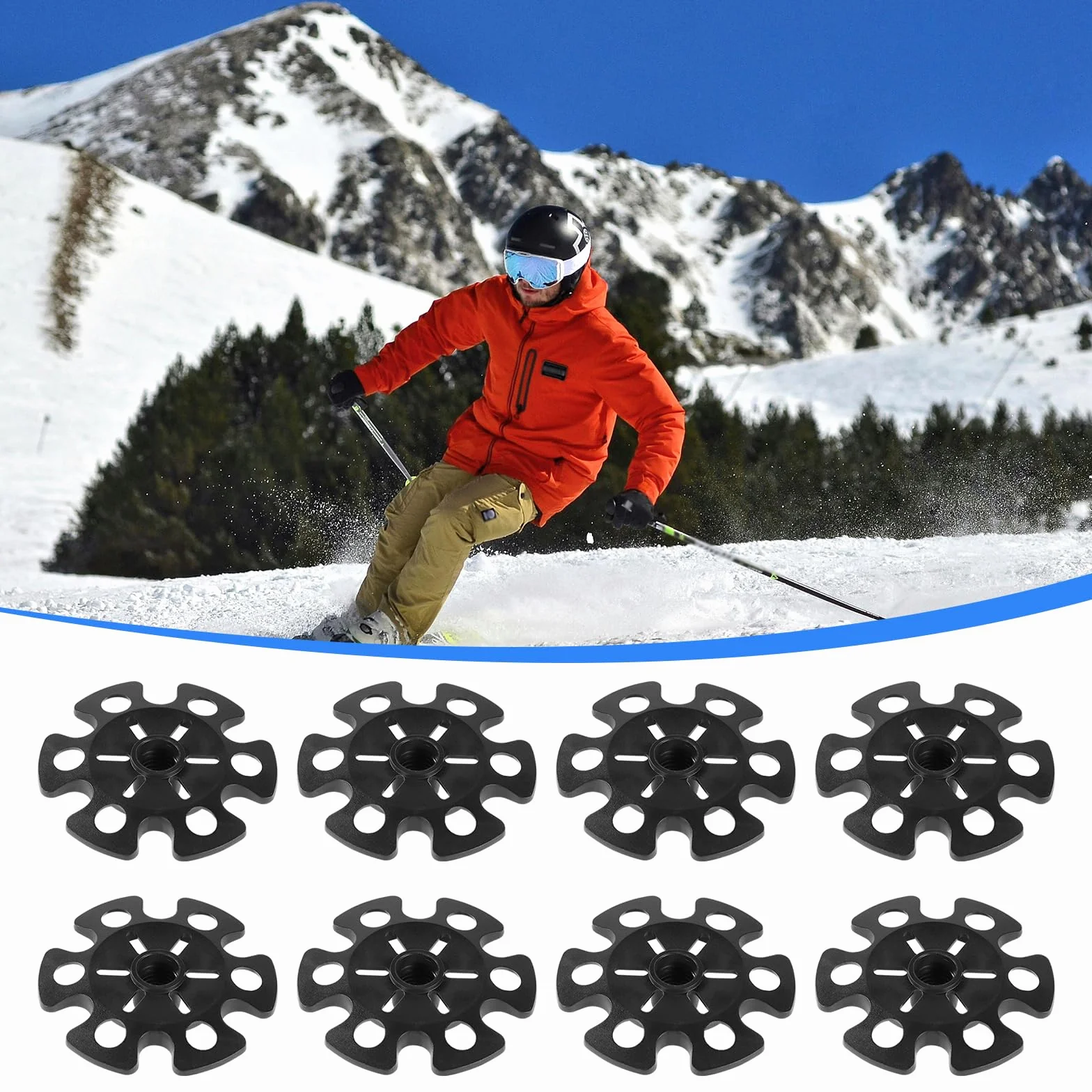 Paniers à Neige pour Bâtons de Randonnée 8pcs Noir Classique Sports d'hiver