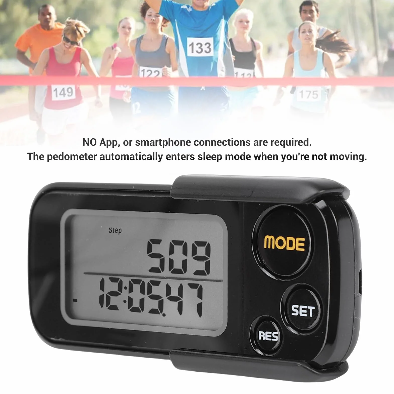 SIXRUN Podomètre 3D, Compte-Pas Précis avec Grand écran LCD et Mémoire 30 Jours