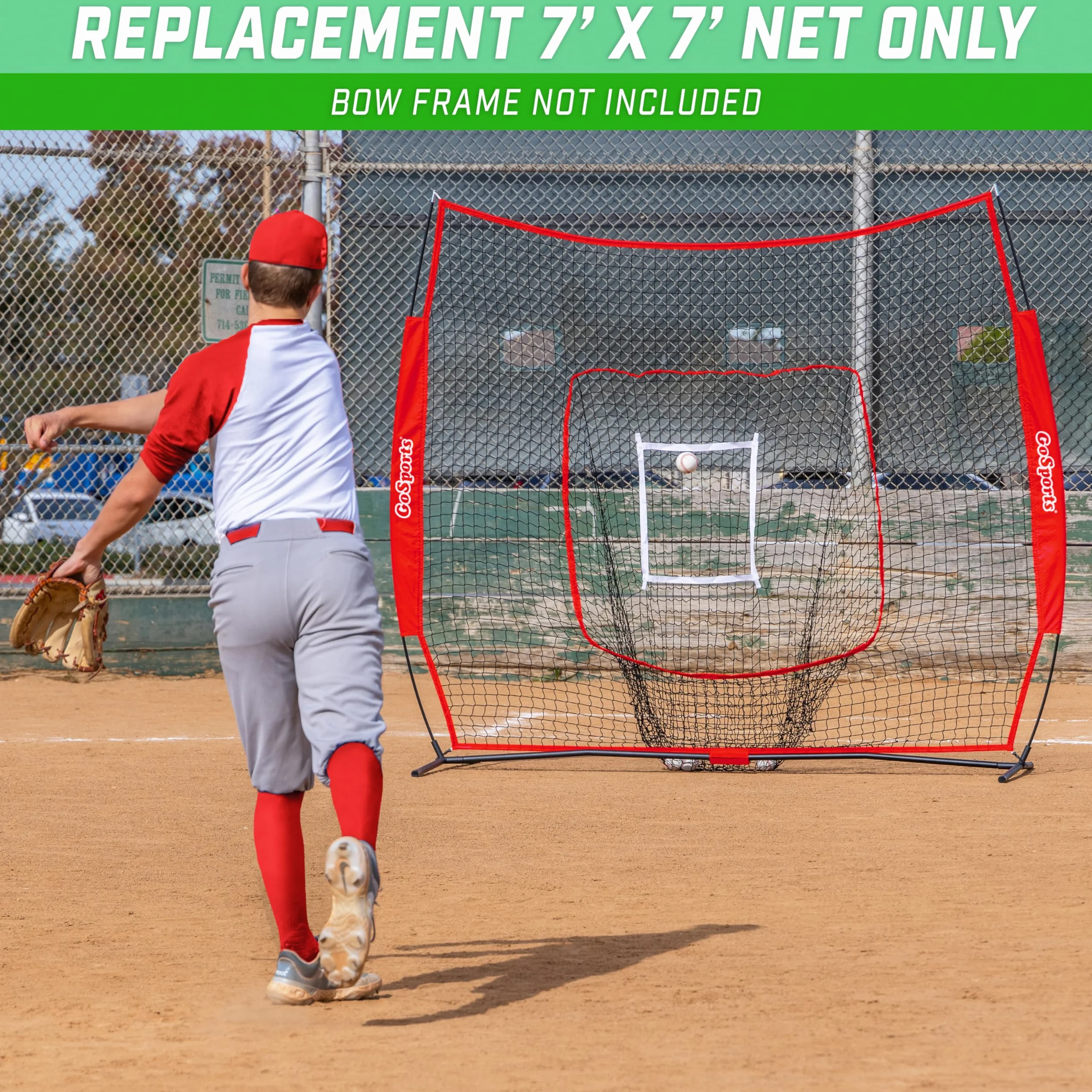 GoSports Filet d'entraînement Baseball Softball 2,1 x 2,1 m avec Arc, Sac de Transport et Zone de Frappe