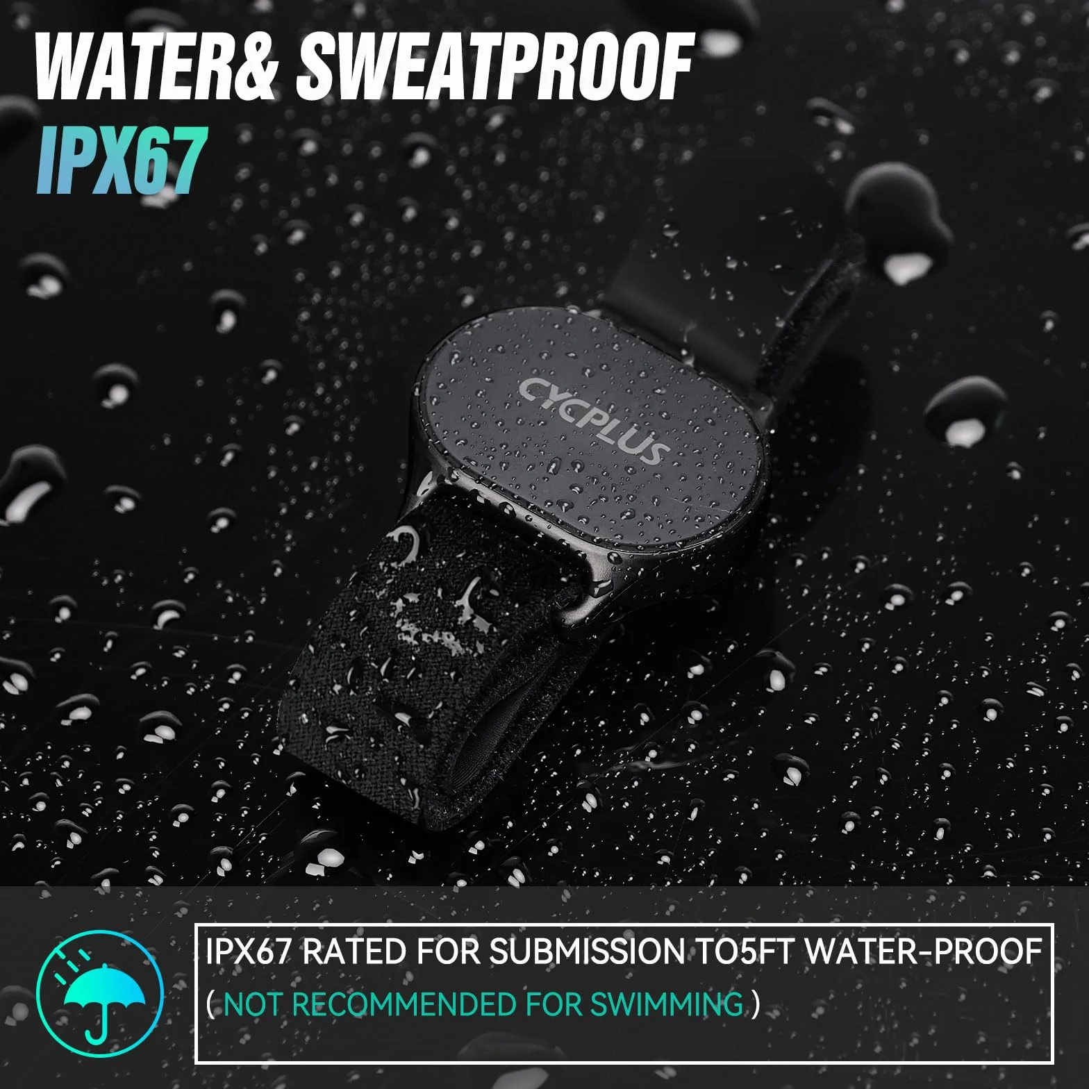 CYCPLUS Brassard Cardio-fréquencemètre Bluetooth 5.1 Ant HR Monitor IP67 Waterproof