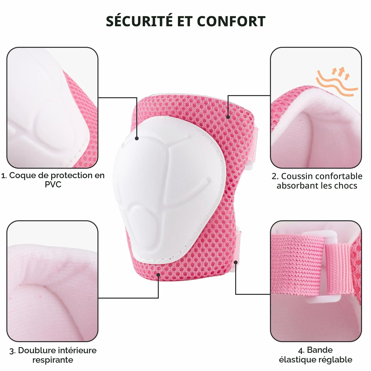 ZWOOS Protection Roller Enfants, Protections Coude Genoux Enfants, Protection Enfant Roller pour Skateboard, Vélo, Trottinette 3-10 Ans (Rose)