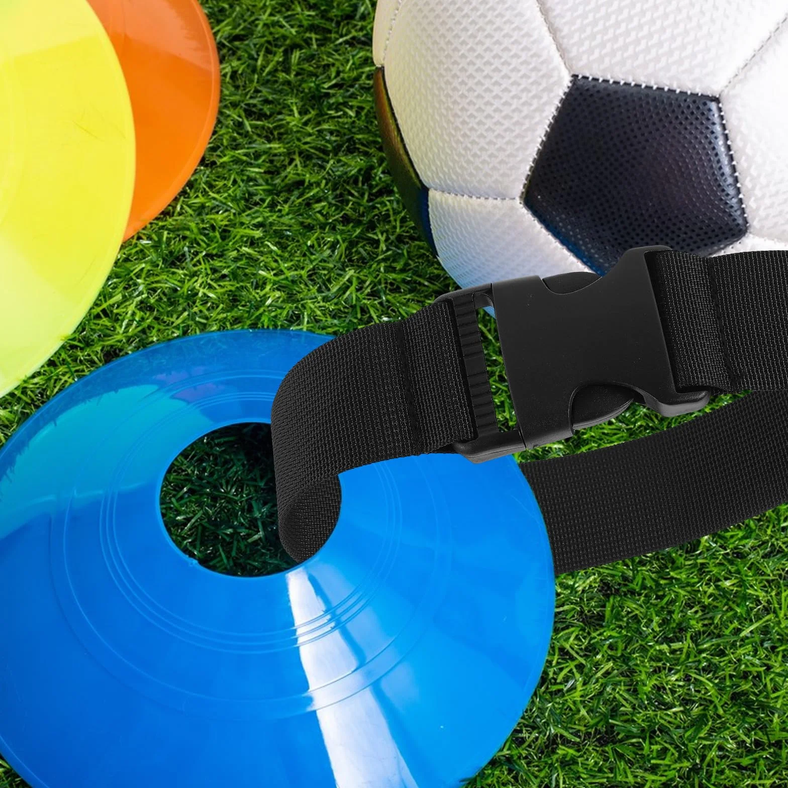 LALAFINA 4 Pièces Sangle de Transport Réglable en Nylon pour Cônes de Football et Basketball