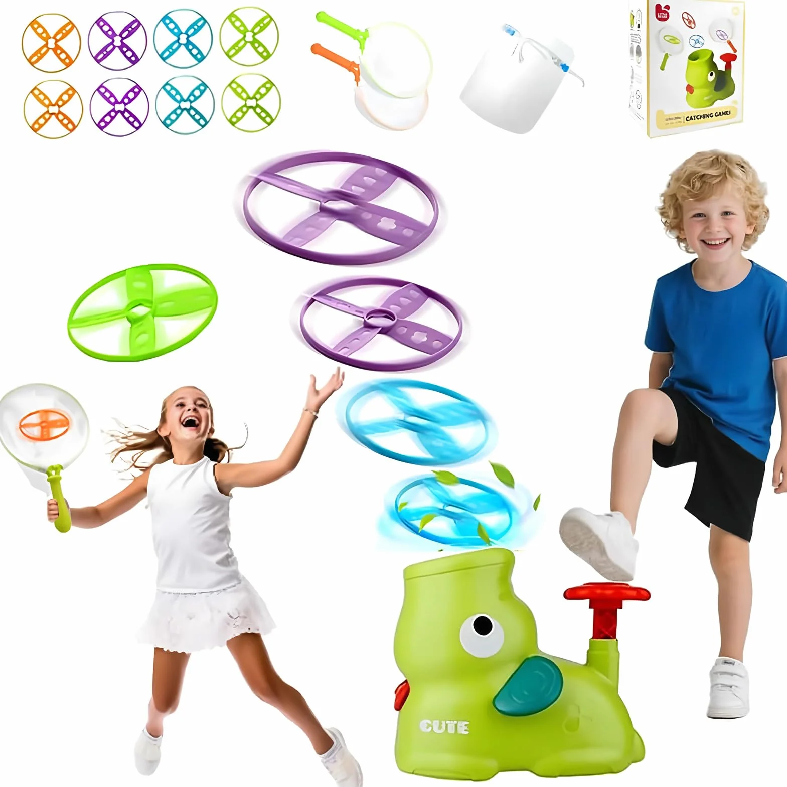 Frisbee Jeux Extérieur Enfants 3-10 Ans Flying Disc Launcher Jouet Jardin