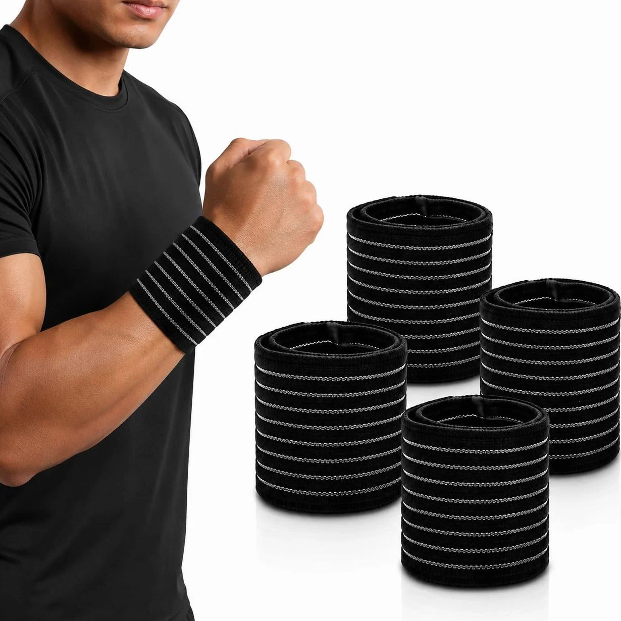 Protège-Poignet Respirant Élastique Ajustable en Polyester pour Tennis, Gym, Fitness Homme et Femme