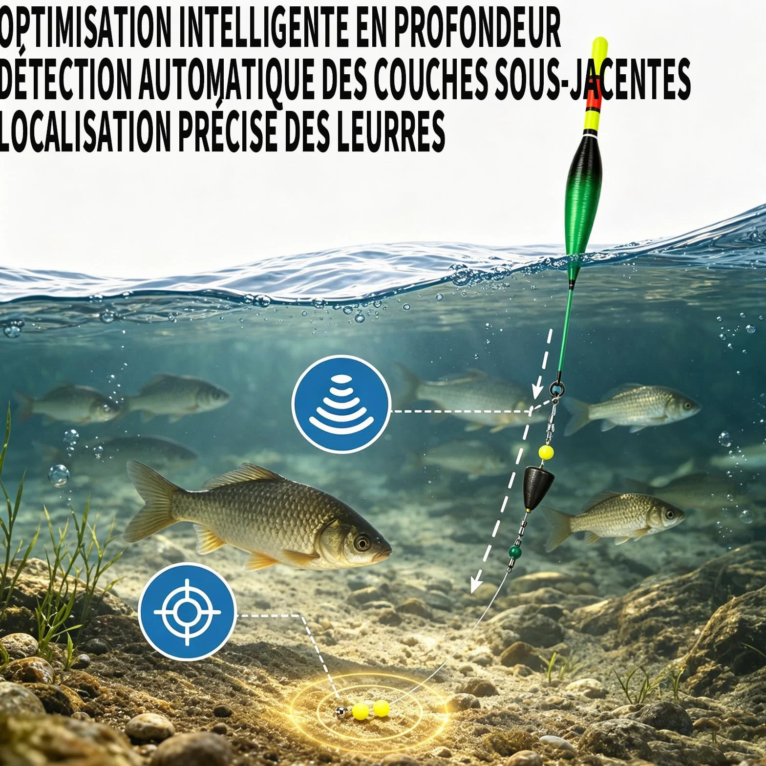 Ligne de Pêche Automatique 120m avec Flotteur à Changement de Couleur Haute Sensibilité