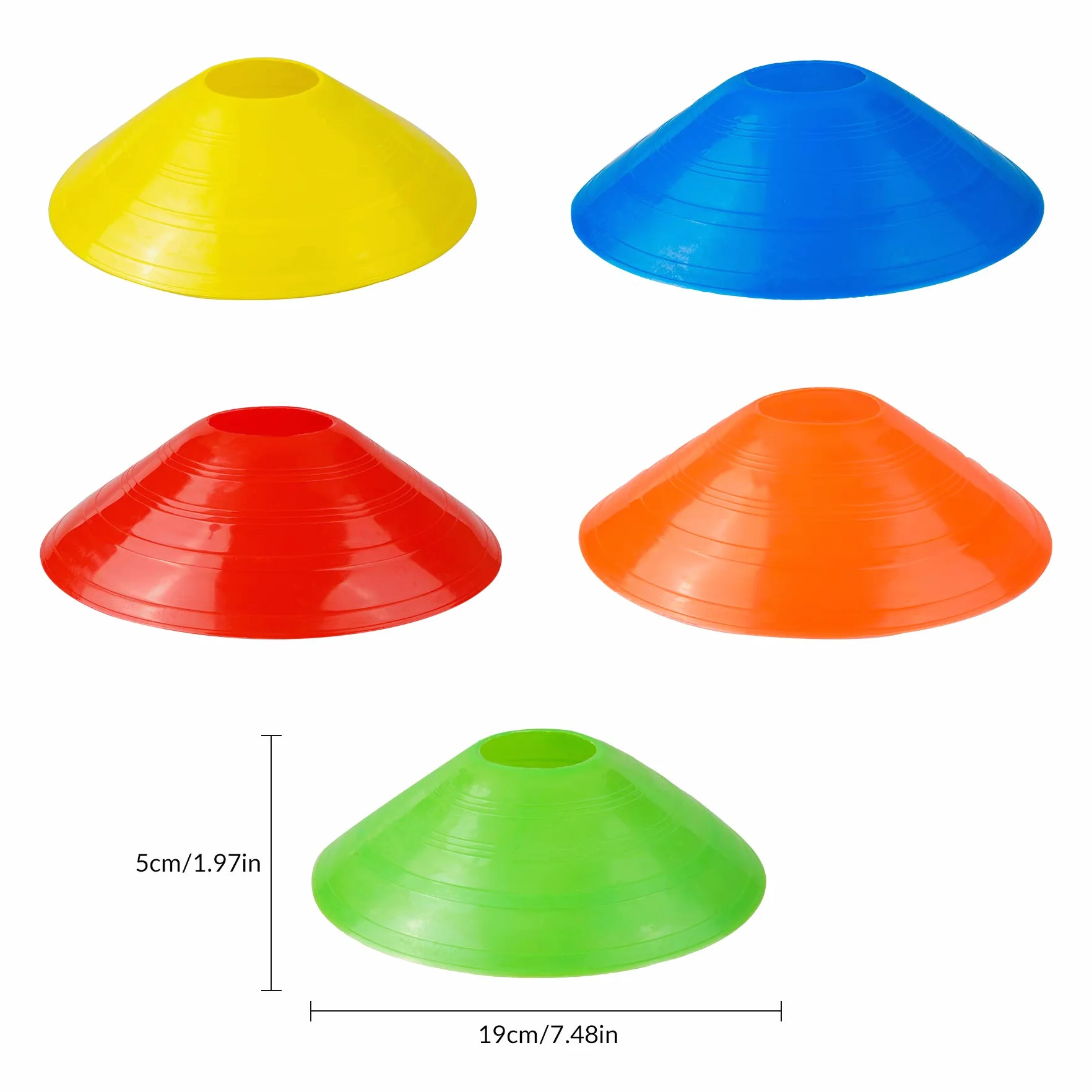 Cônes de Marqueurs 15 Pièces Plots Sport Cônes de Disques Variété de Couleurs pour Entraînement Football