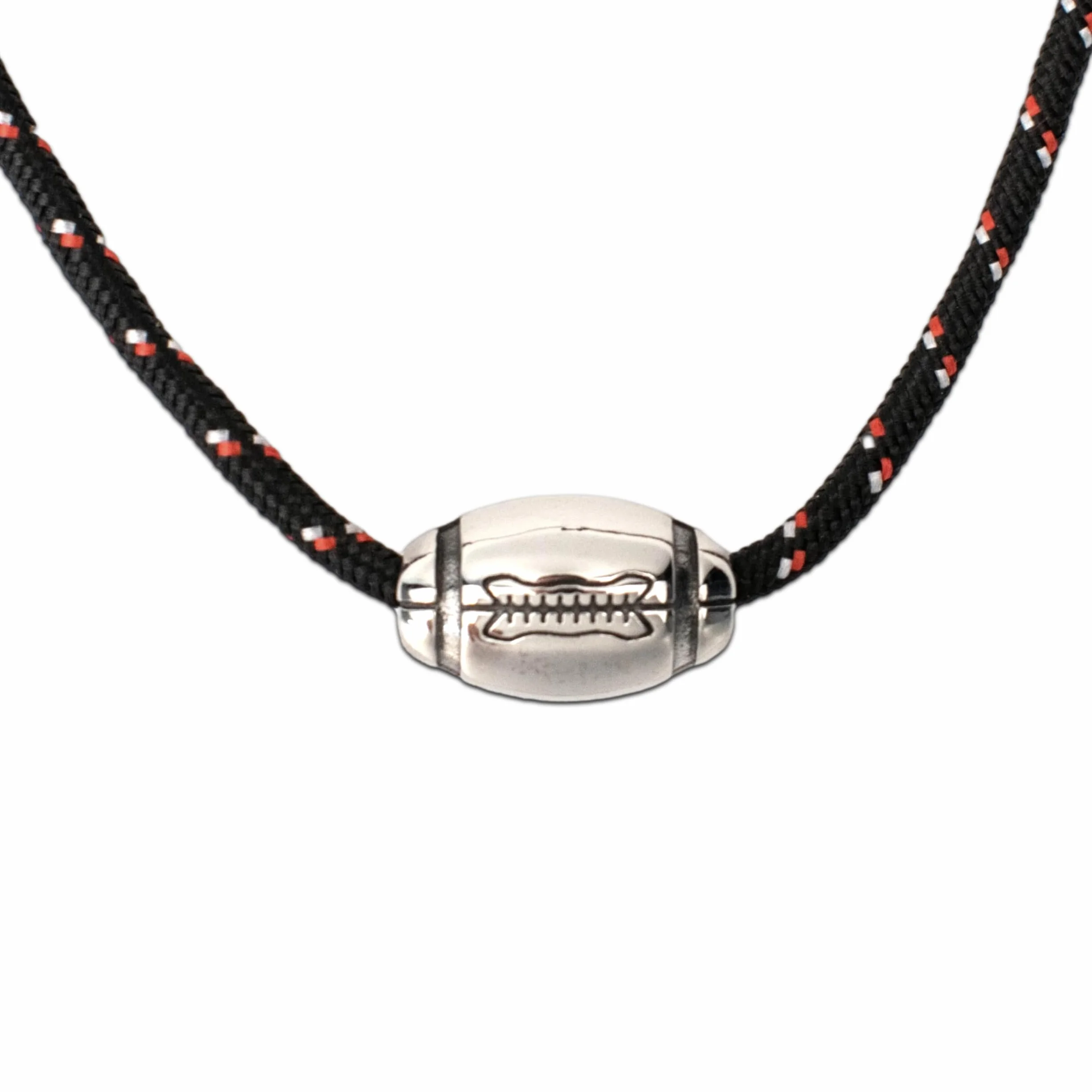 Collier Rugby acier inoxydable pendentif ballon de rugby homme argent réglable