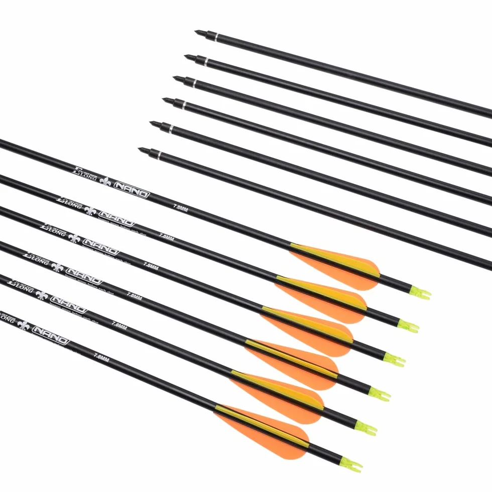 Flèches de Chasse en Carbone 100 Grains Pointes Amovibles pour Tir à l'Arc Composé Classique Traditionnel Lot de 6/12