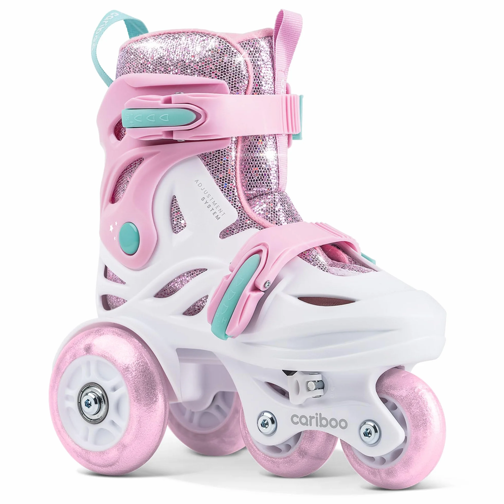 Cariboo Patins à roulettes pour Enfants Ajustables Débutants Set avec Protège-Genoux Coudières Protège-Poignets Ballerina