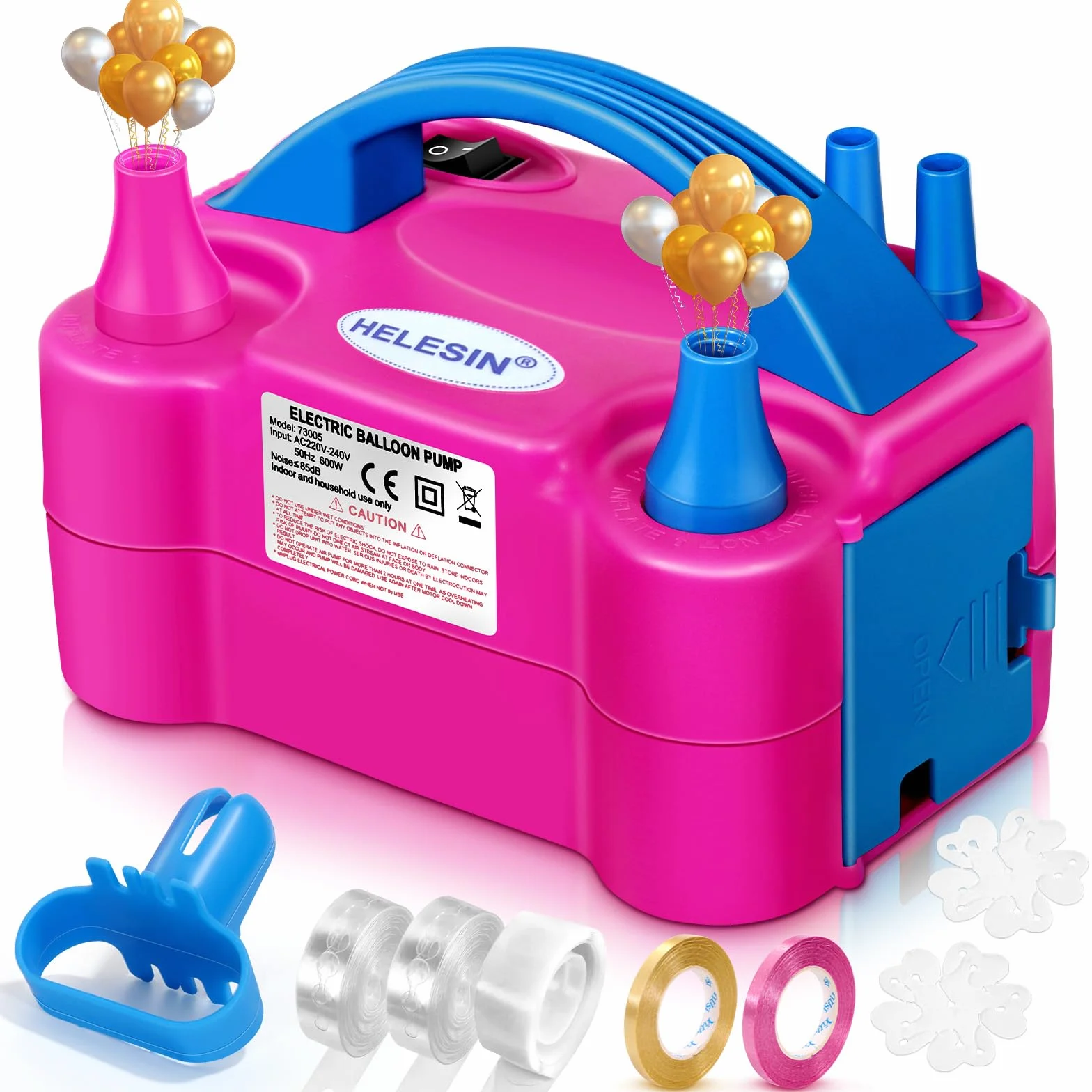 Pompe à ballon électrique 600 W portable 2 modes de gonflage HELESIN