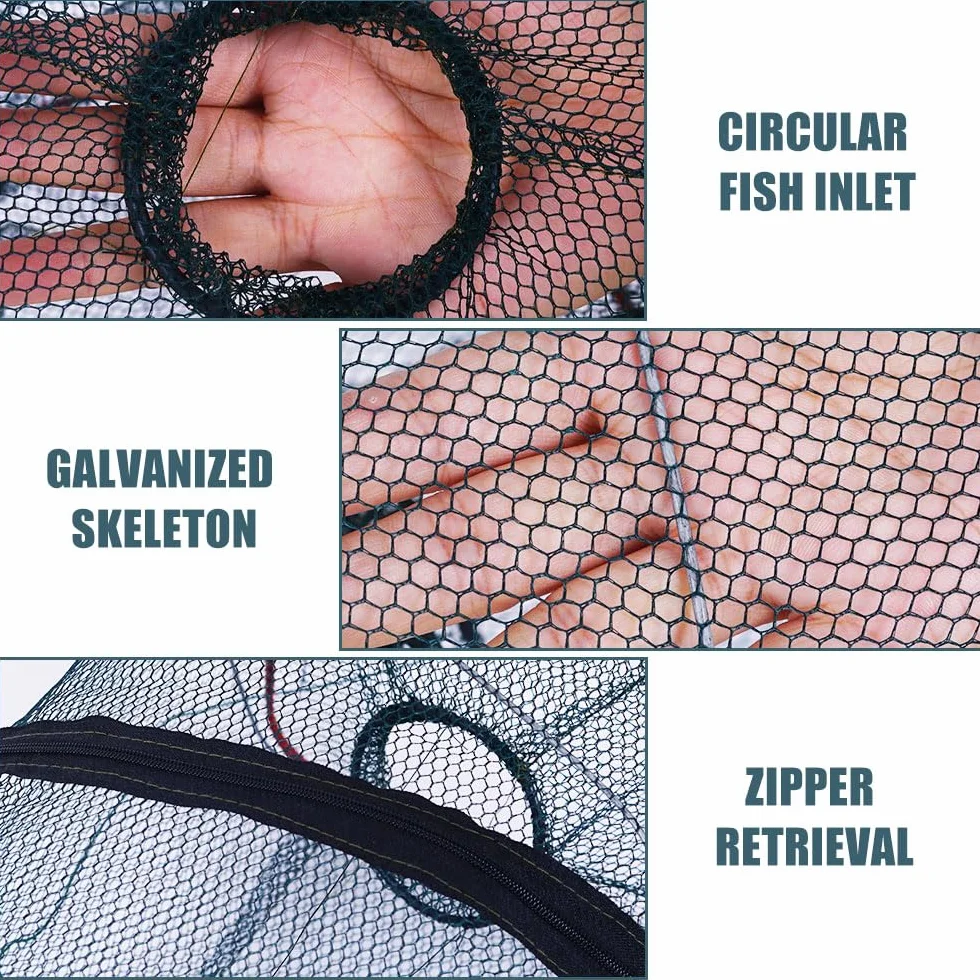 Nasse à Poisson 50x20cm Filet Pêche Pliable Piège à Crevettes Écrevisses Homards