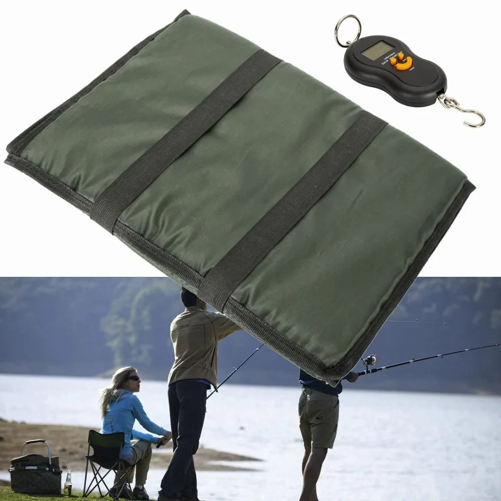 Tapis de réception de pêche à la carpe imperméable pliable avec balance numérique