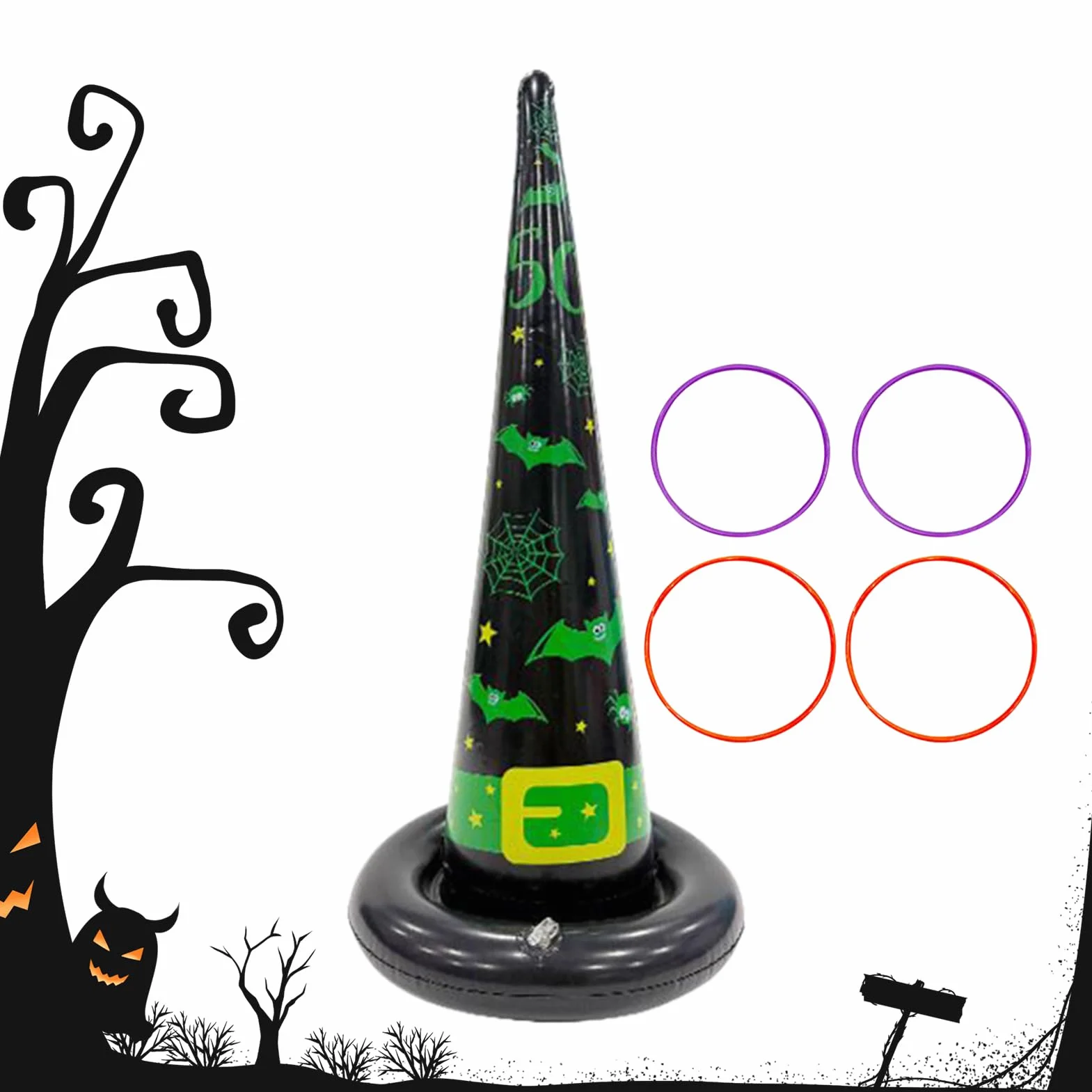 Jeu De Lancer D'Anneaux Halloween avec 4 Anneaux Jouets Amusants pour Adultes Fête