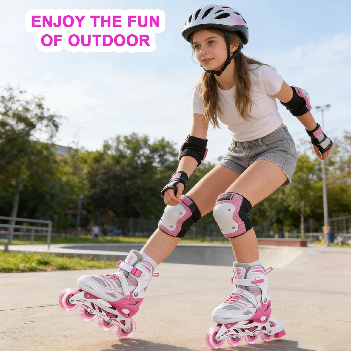 ERNAN Patins à roulettes en Ligne Réglables Enfants avec Roues LED