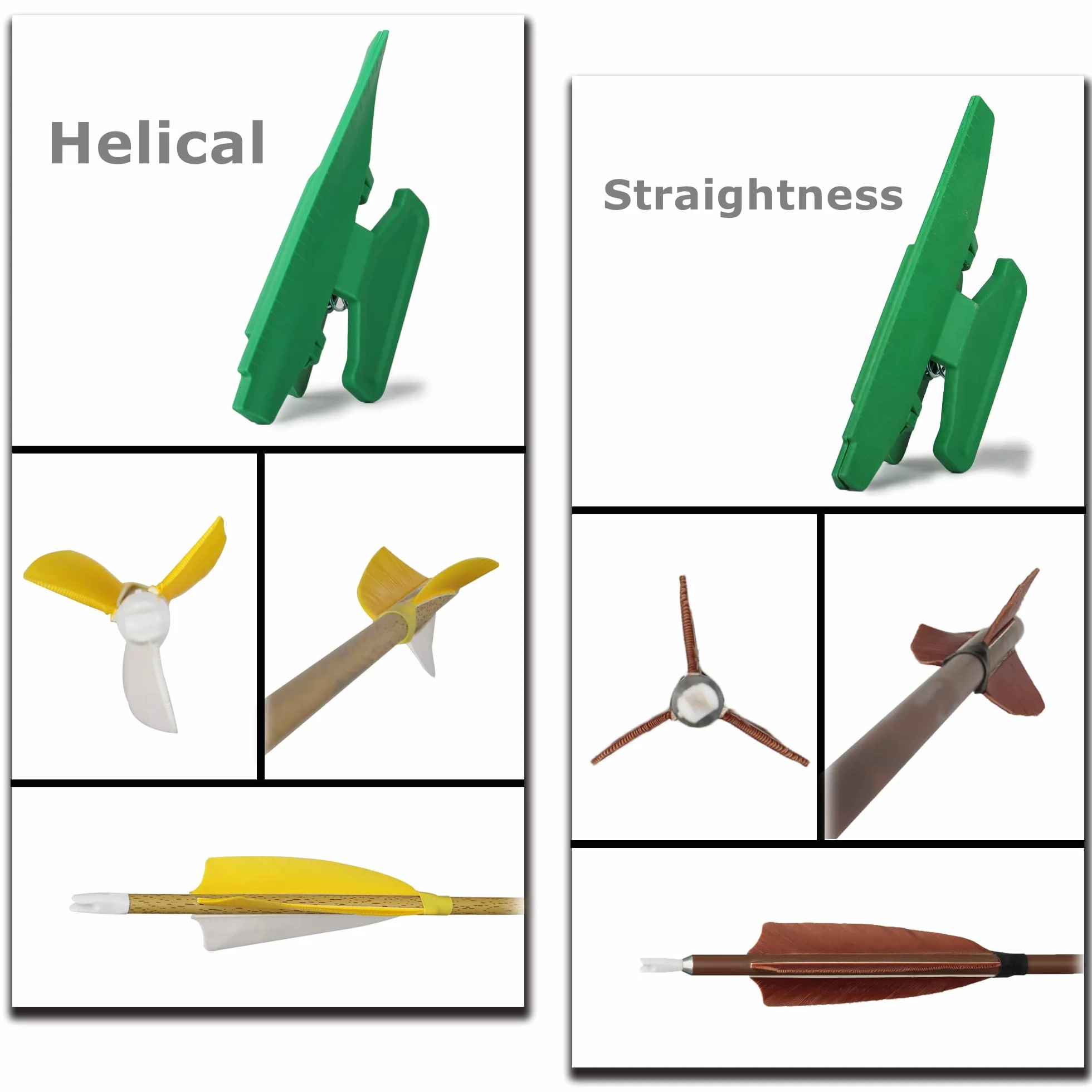 Archery Fletching Jig avec pinces hélicoïdales droites, outil d'autocollant pour flèches arc et arbalète
