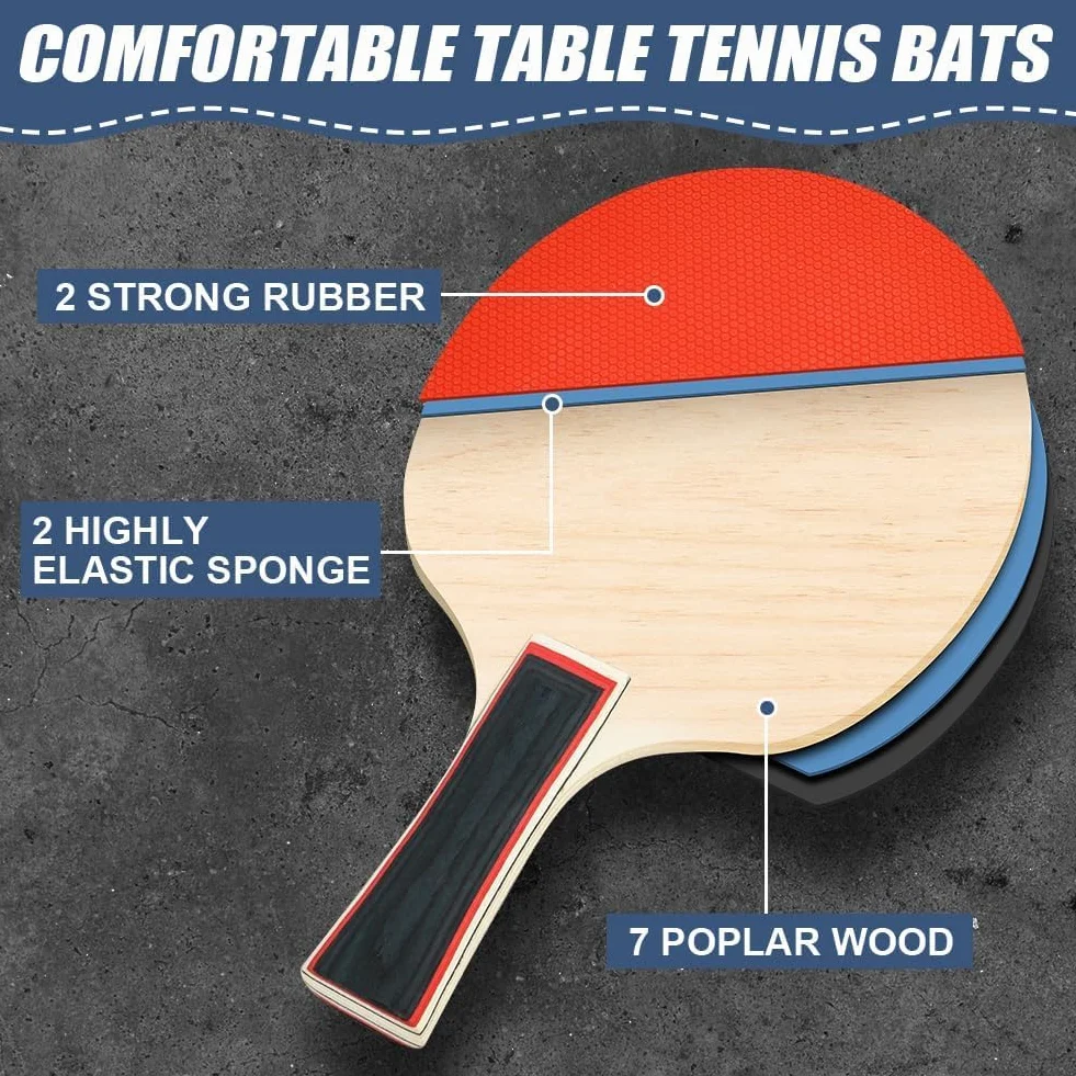 flintronic Set de Tennis de Table Portable, Kit de Ping Pong avec Raquettes et Balles, Sac de Transport