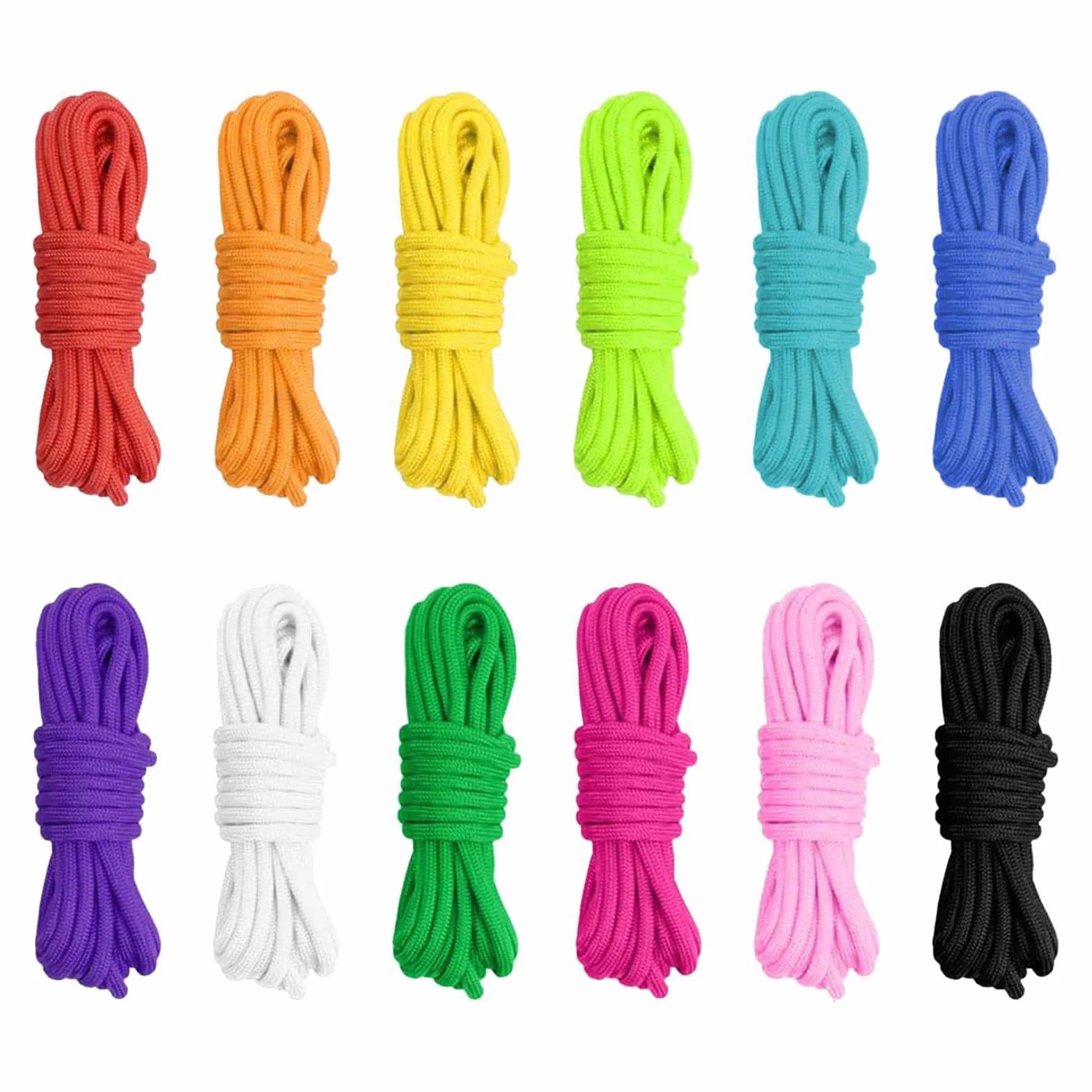 Paracord 550 Lot de 12 – Cordes en nylon 10 pieds 4mm (12 couleurs) pour bracelets DIY, porte-clés, survie
