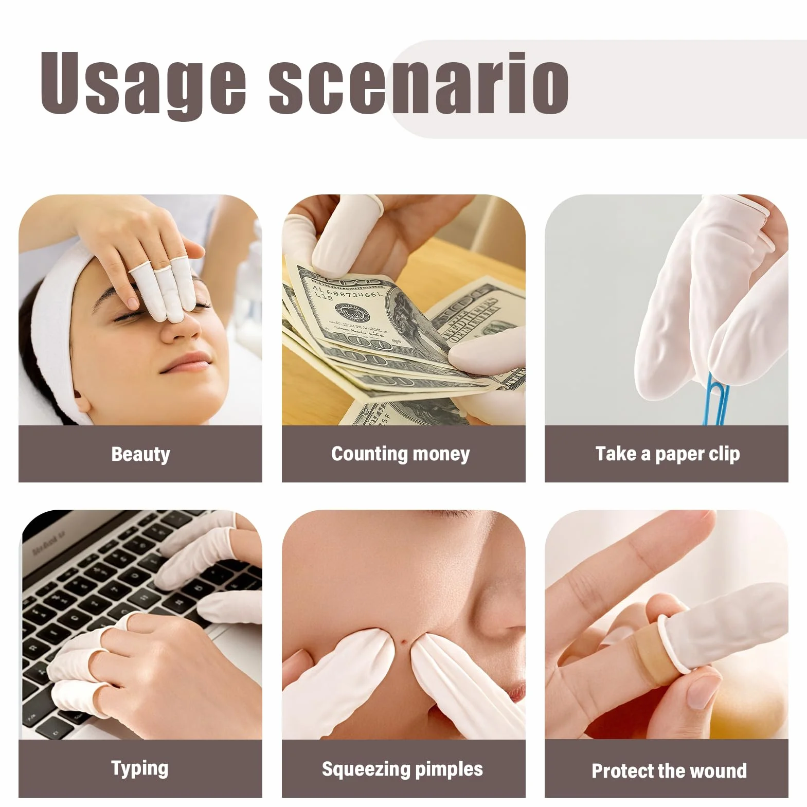 Doigtiers en Latex 200pcs, Doigts de Protection Imperméables pour Tatouage, Doigt Blessé, Nail Art, Anti-statique (Blanc)