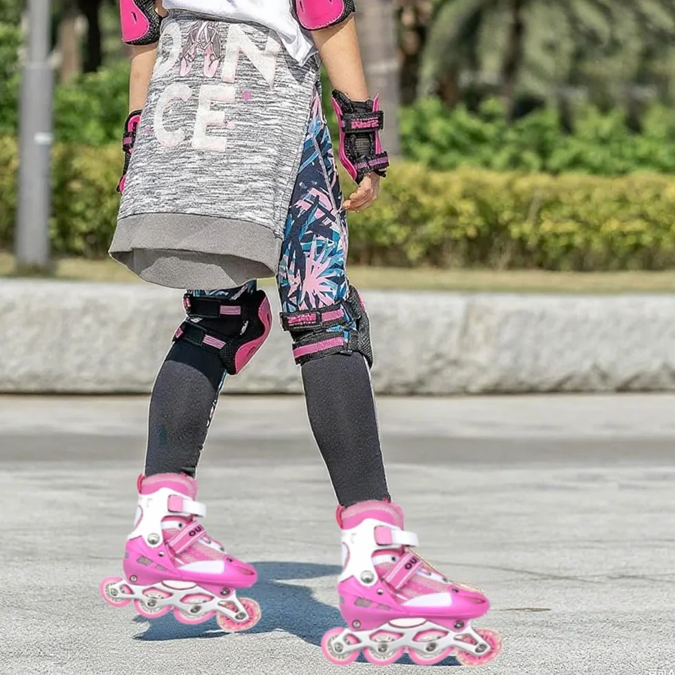 Patins à roulettes réglables Enfant Fille 3-9 Ans Lumières Débutants