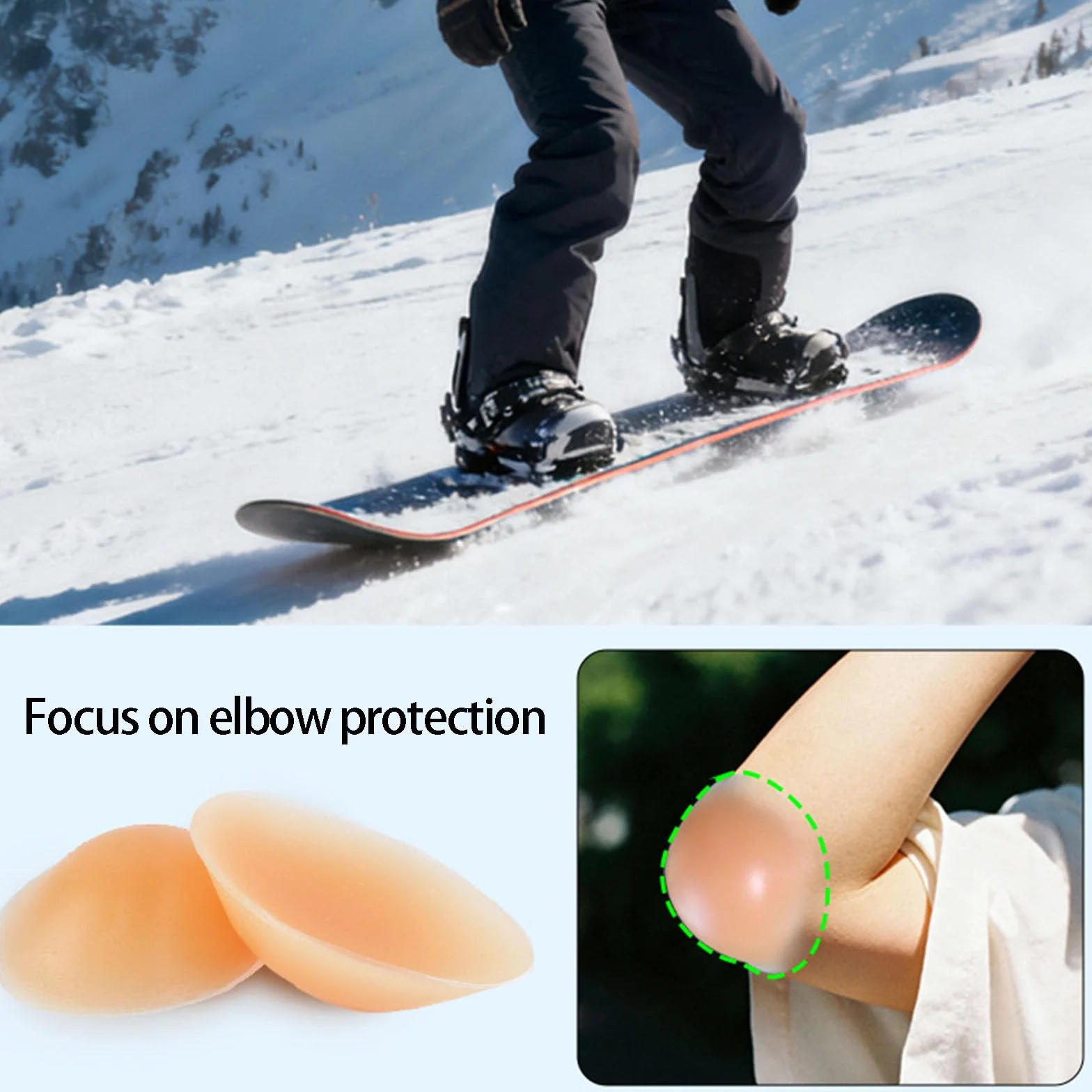 Coudière en silicone épais absorbant les chocs pour ski snowboard