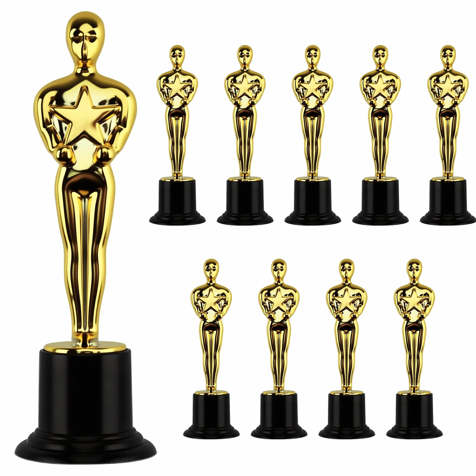 Trophée Doré en Plastique Mini 10 Pièces pour Décorations de Fête, Cadeaux d'École, Prix de Jeu