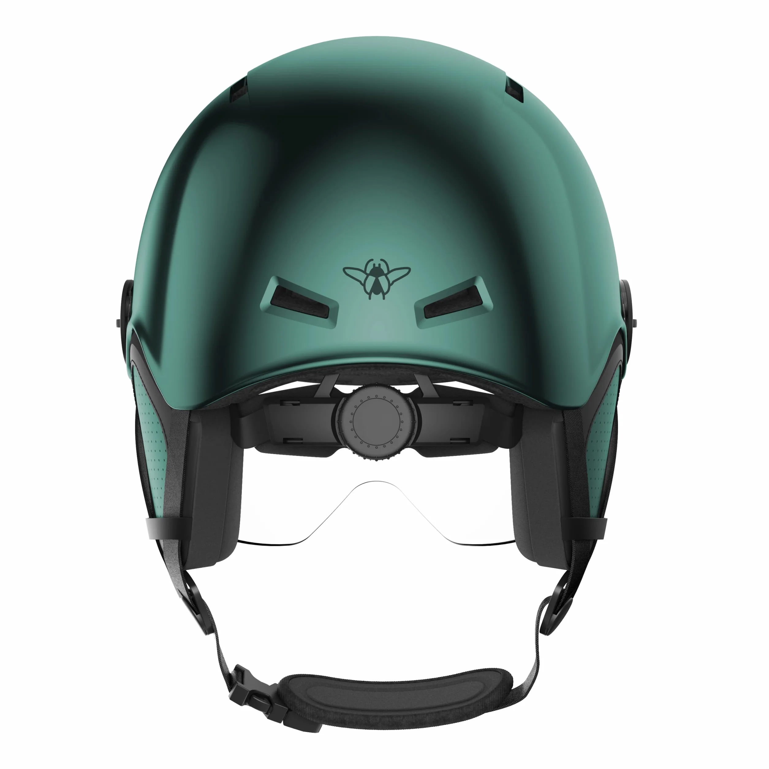 Casque Lifestyle Urbain Vélo Trottinette Electrique Visière Transparente Cache-Oreille Amovibles Vert Métallisé Taille M