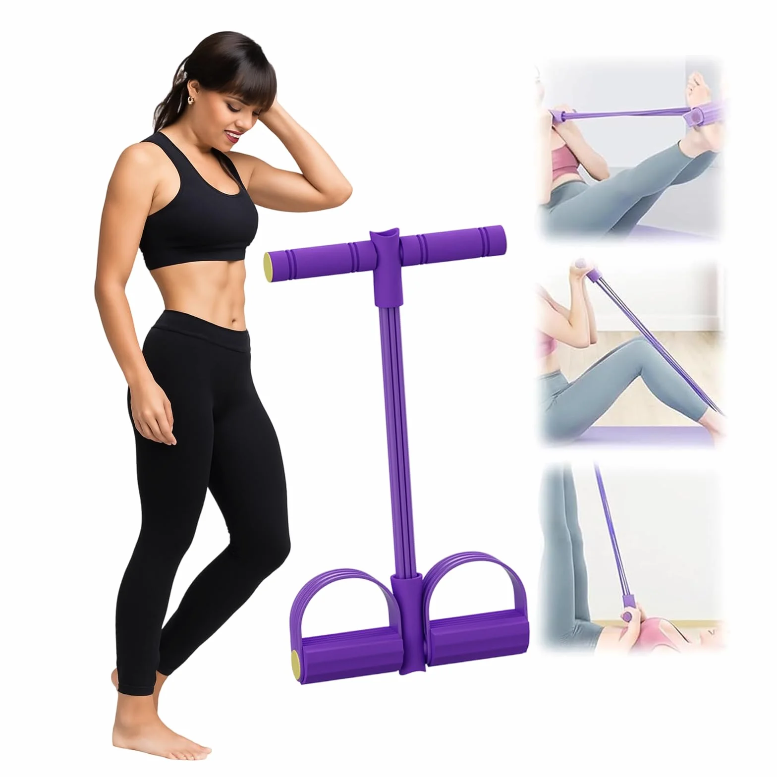 Bande de Résistance Musculation 6 Tubes avec Pédales et Poignées pour Abdominaux, Yoga, Fitness