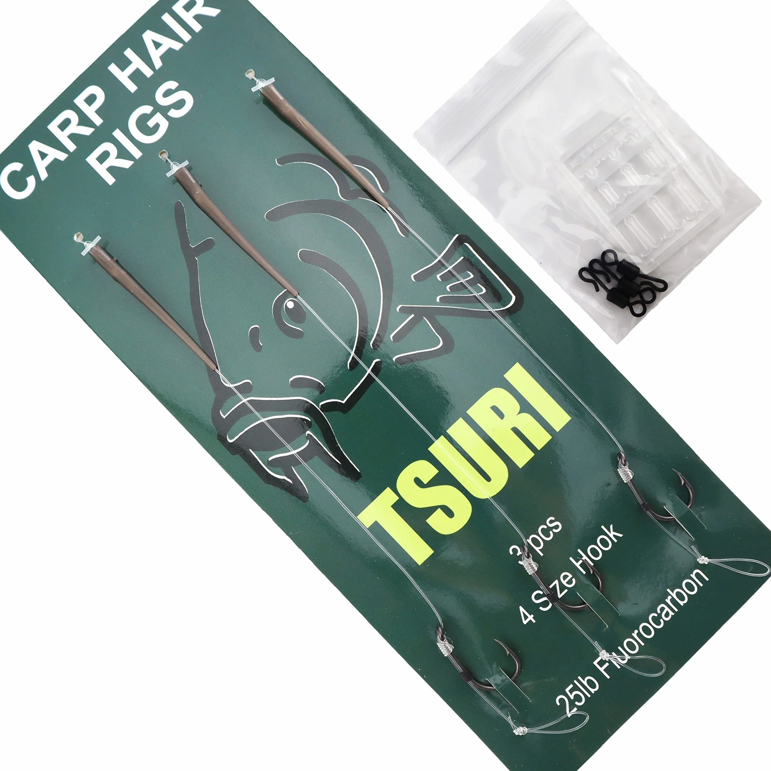Bas de Ligne Pêche Carpe Fluorocarbone Taille 4 Montage Complet Bouillette Plomb