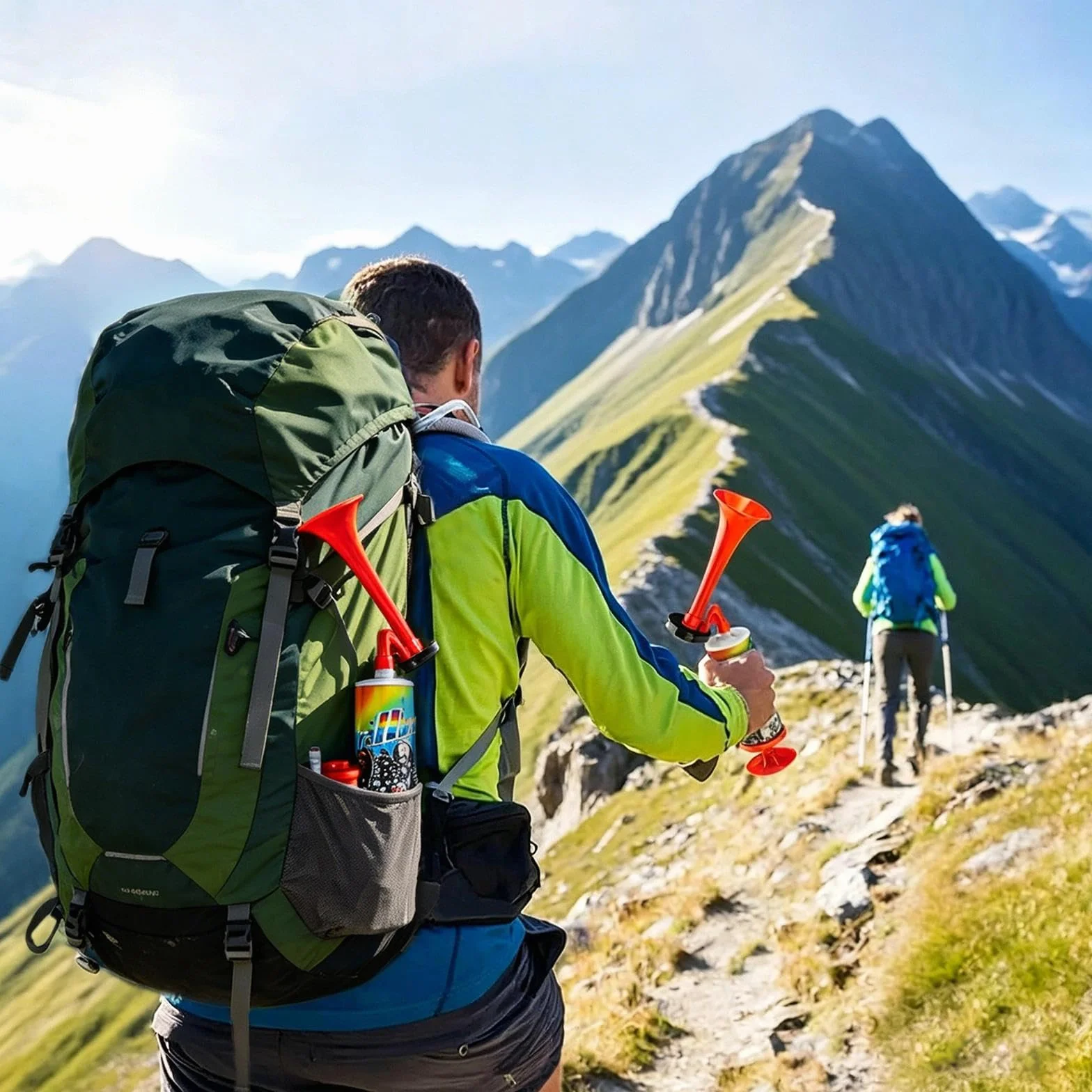 Trompette Supporter Corne de Brume Puissant Portable Vuvuzela 4 Pièces Rouge