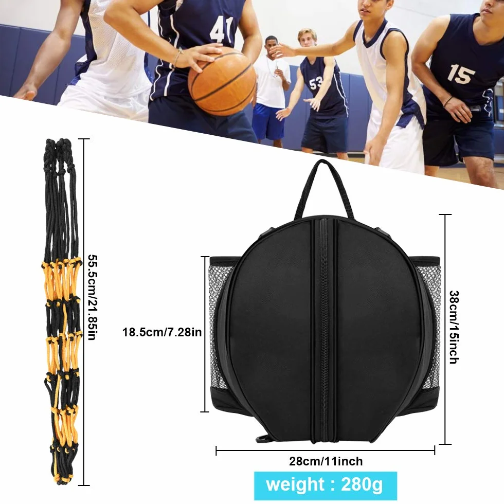 Sac pour Ballon avec Filet de Basket-Ball Étanche Sac à Bandoulière Portable Sac de Transport pour Basket-Ball Football Volley-Ball