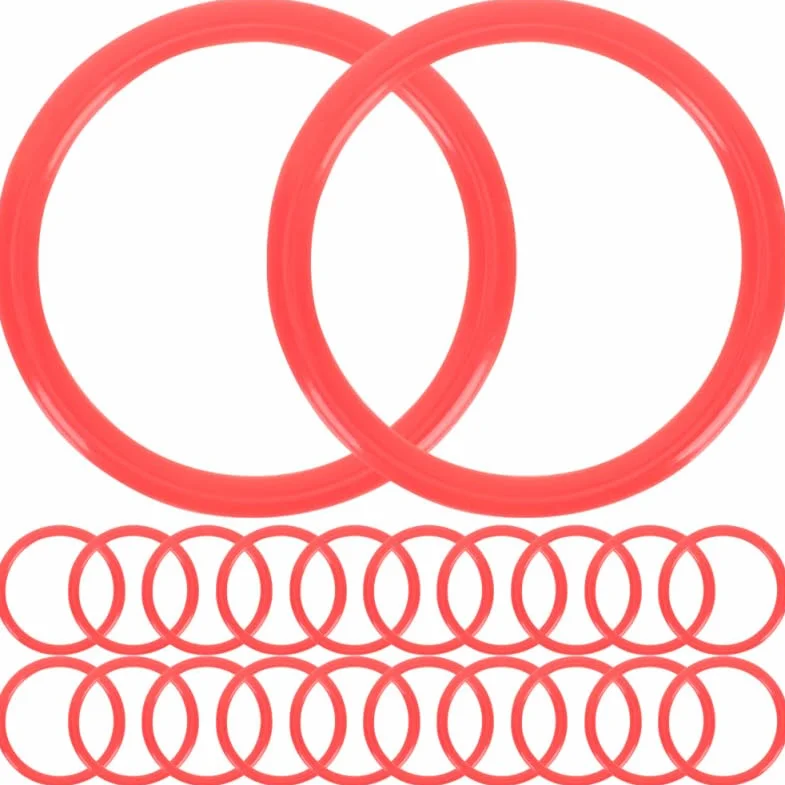 Jeu de Lancer d'Anneaux en Plastique Rouge 20 Pièces 8 cm Diamètre Extérieur
