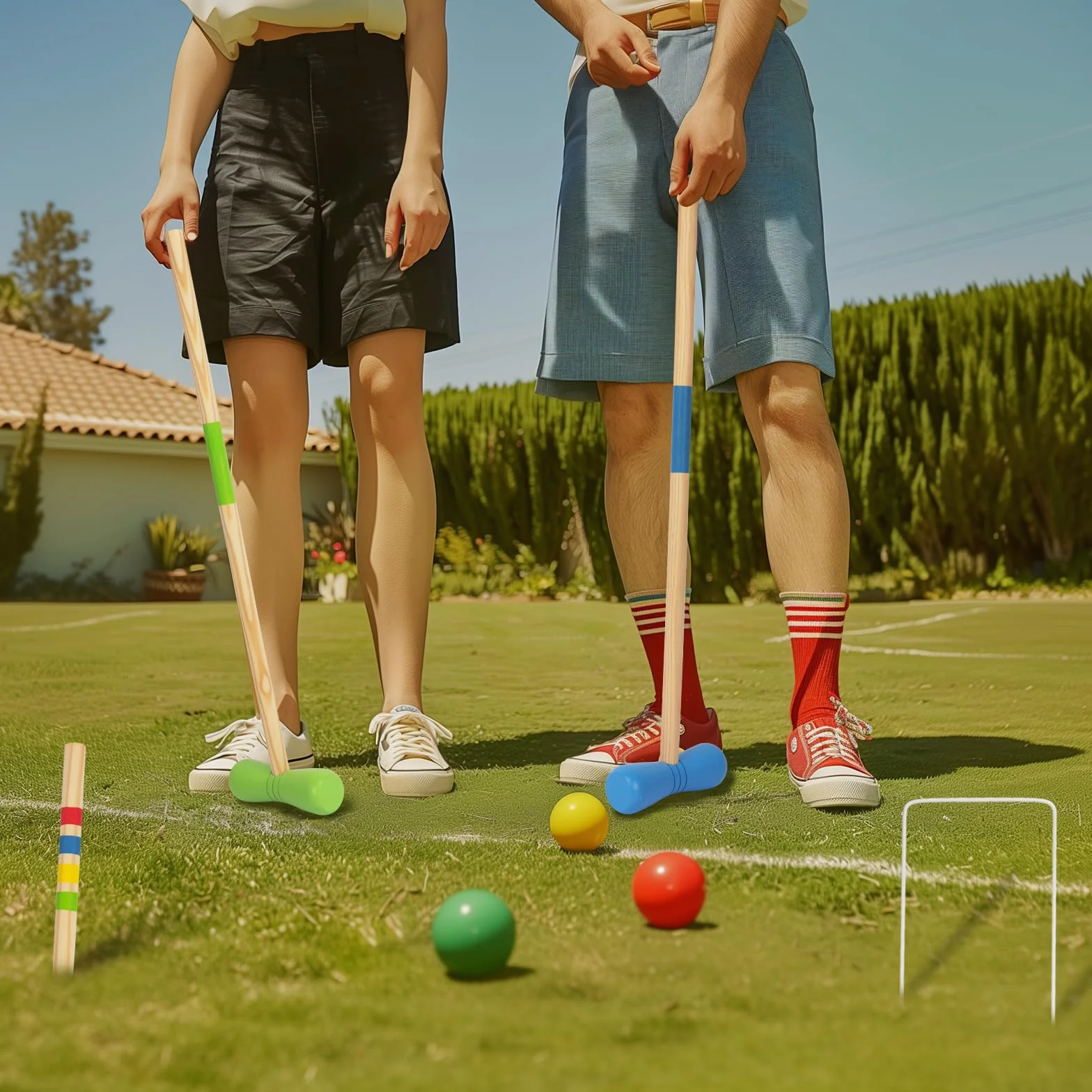 Jeu de croquet en bois WOODENFUN pour 4 joueurs enfants adultes extérieur 3 ans