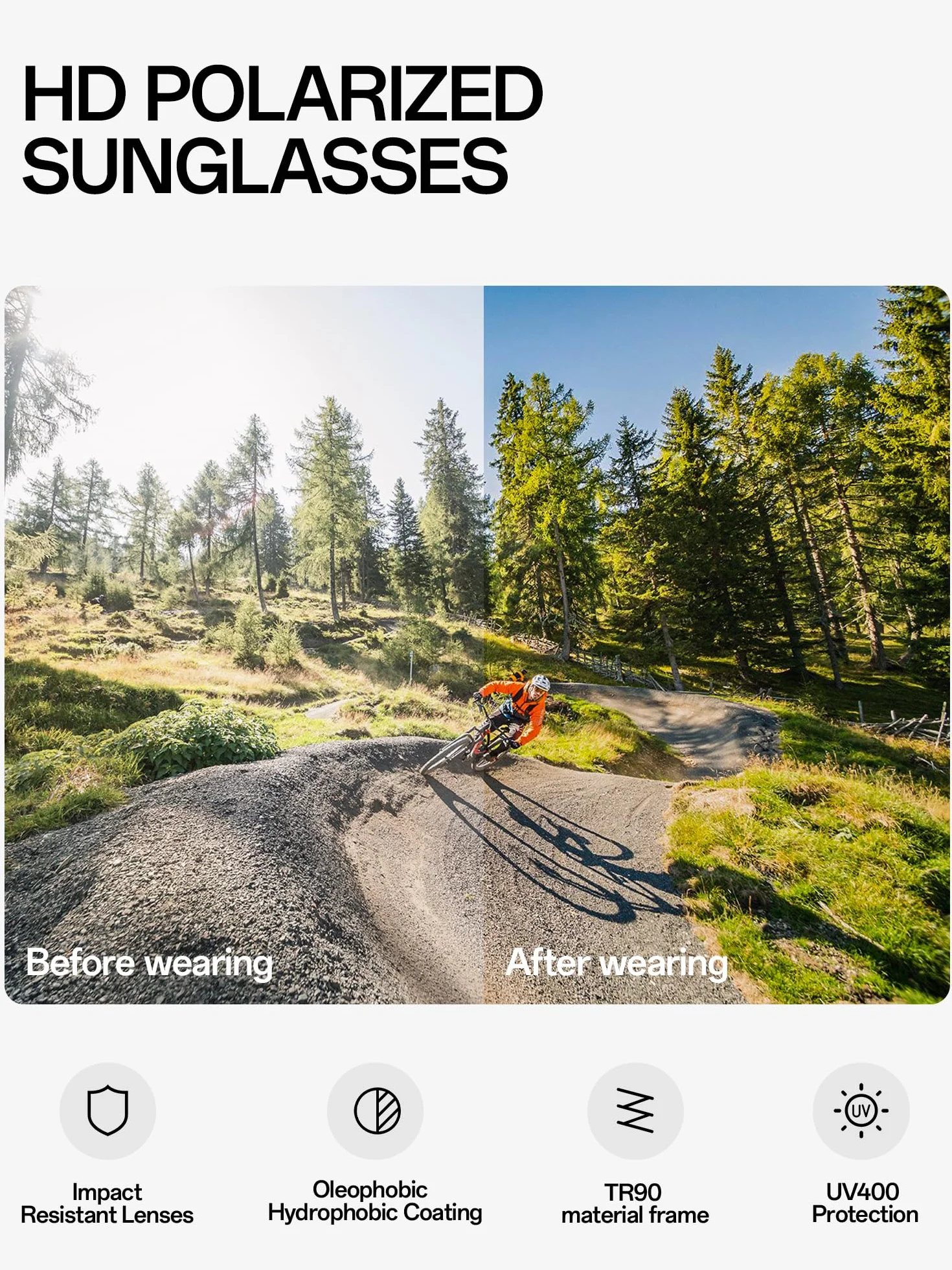 KAPVOE Lunette de Cyclisme Polarisées Tr90 K9022
