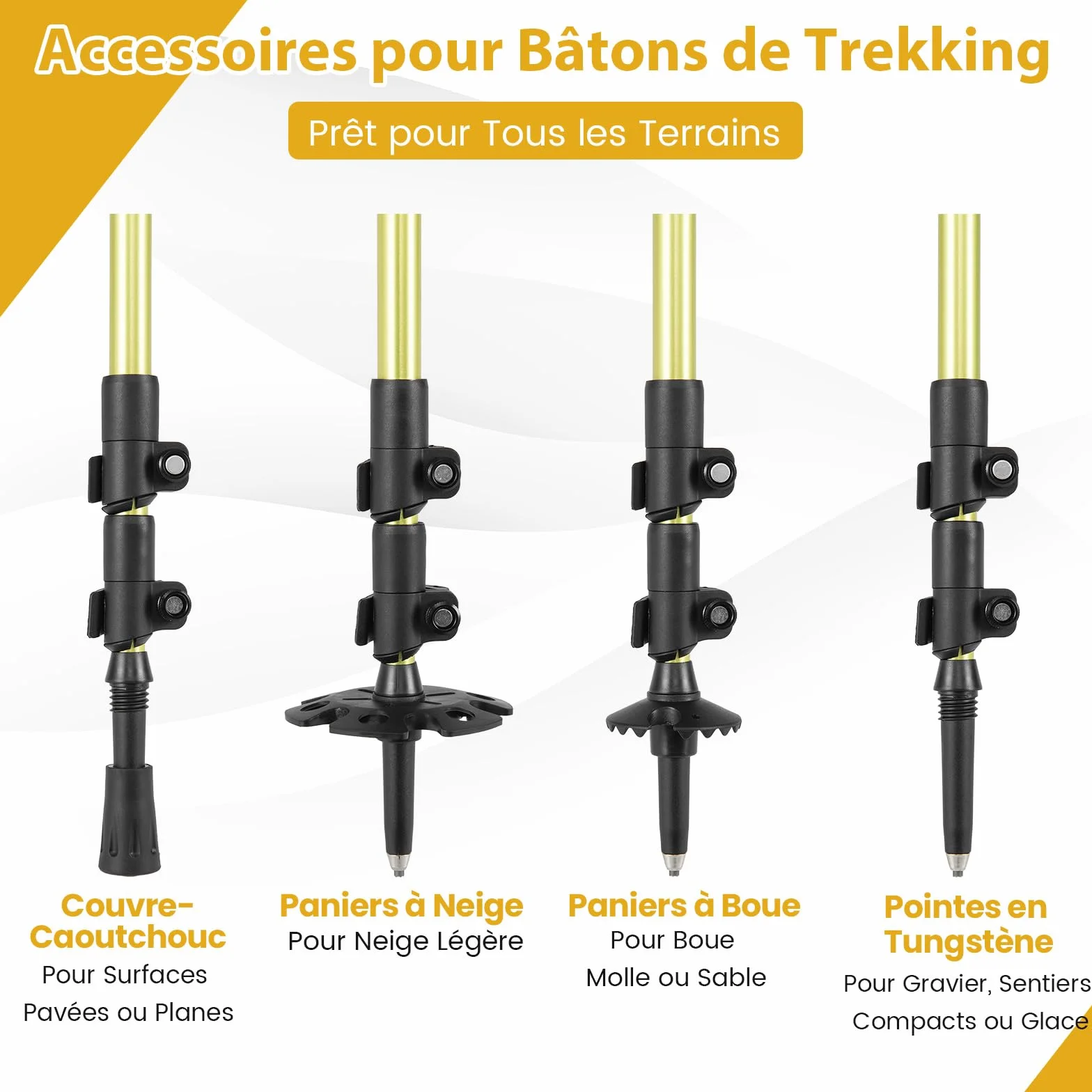 COSTWAY Raquettes à Neige Légères avec Bâtons Trekking Fixations Cliquet Réglables Pointure 26-38/35-45 Charge 90 kg