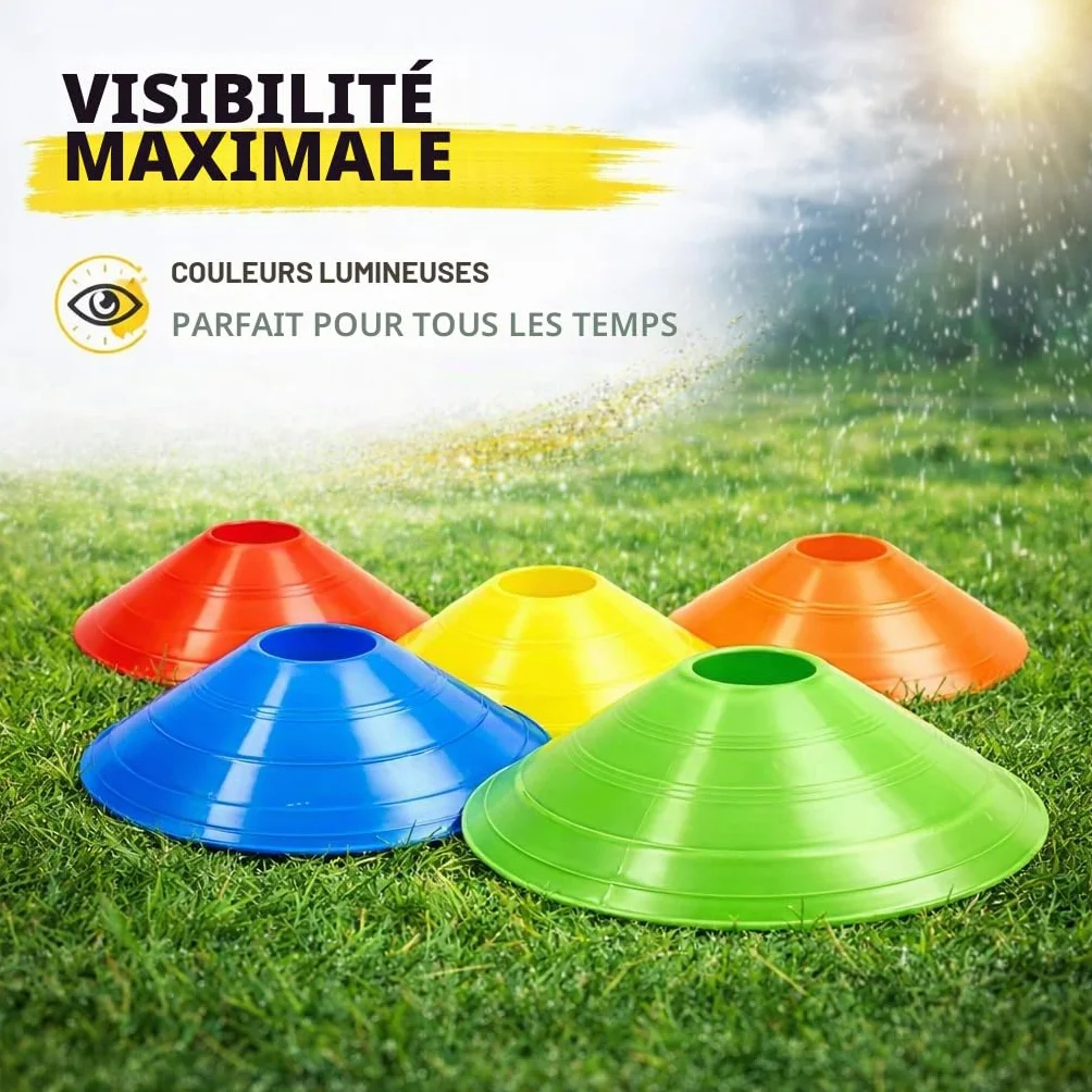 Cônes de marquage Slalom pour football, athlétisme - Accessoires d'entraînement